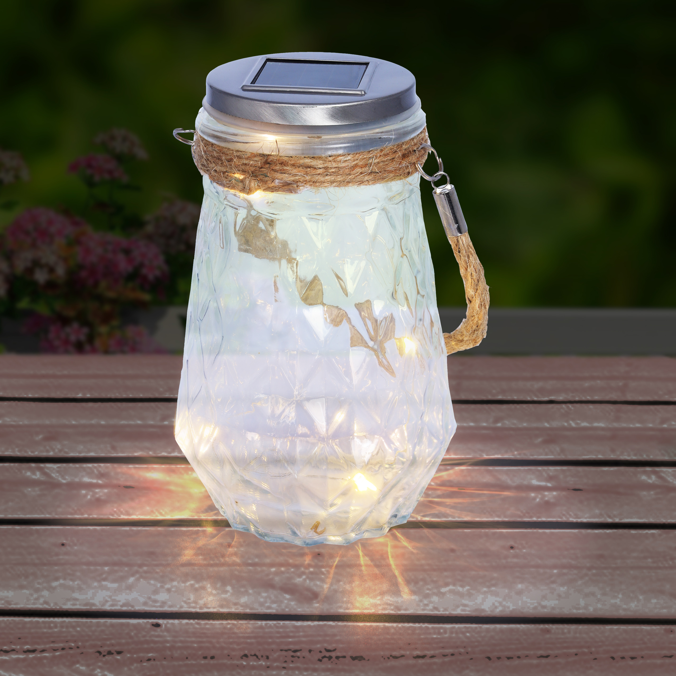 Lampa solarna 11,5 x 17,8 cm wiszący słoik PATIO