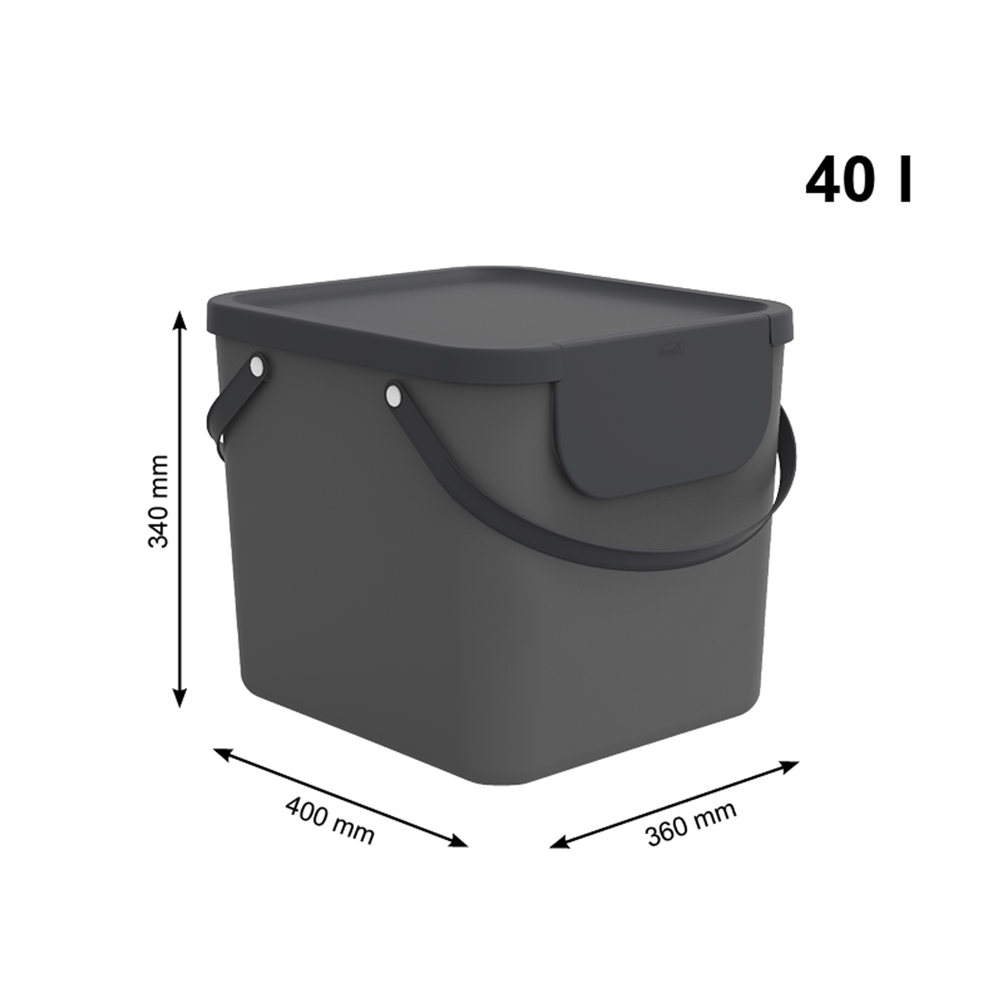 Kosz do segregacji śmieci modułowy Albula 40 L antracyt ROTHO
