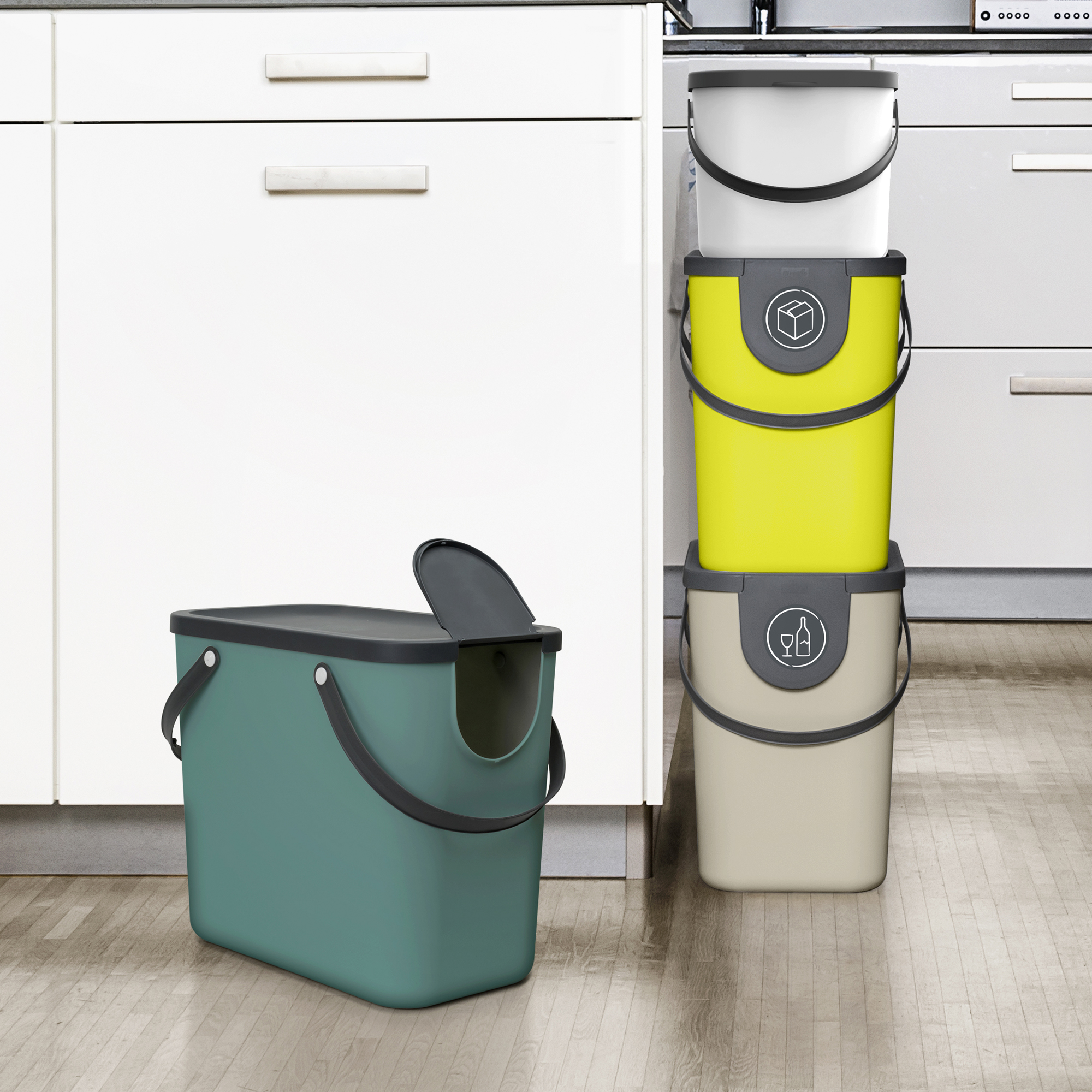 Coș de separare a deșeurilor modular Albula 25 L verde menta ROTHO
