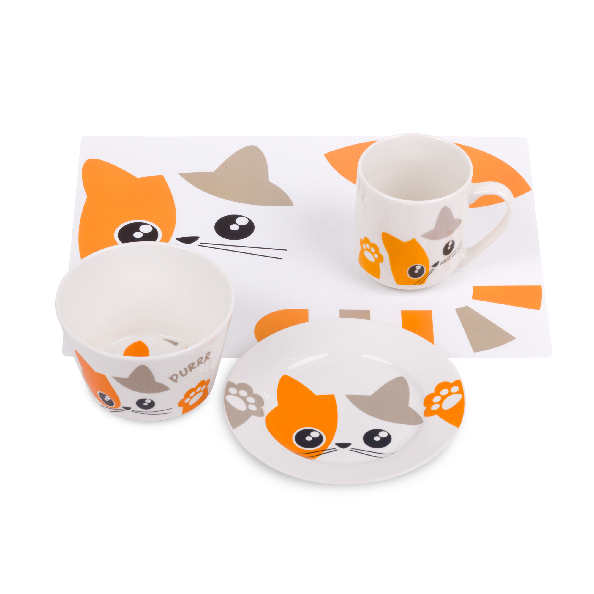 Porcelánová snídaňová sada Kitty Orange 4-díly AMBITION