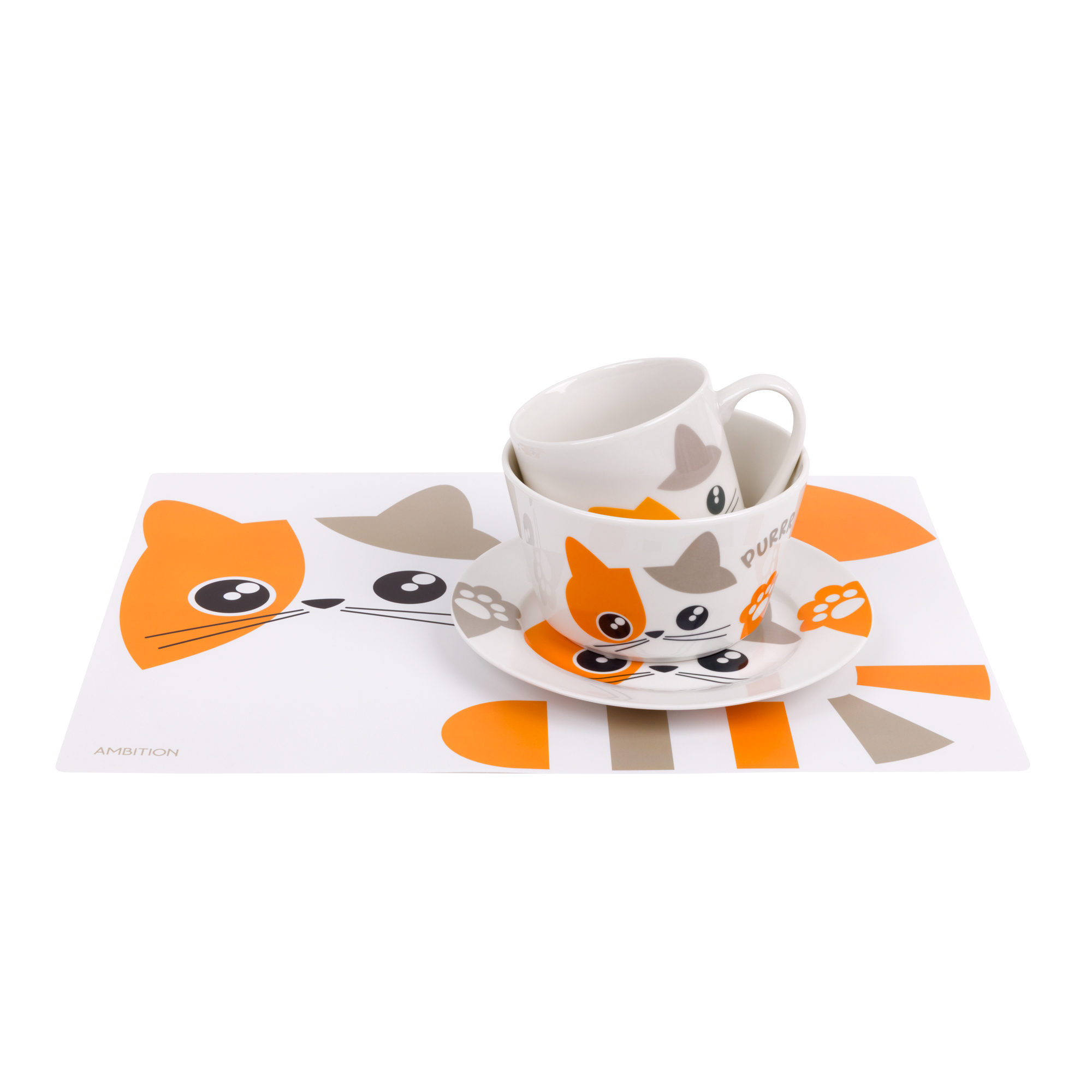 Porcelánová snídaňová sada Kitty Orange 4-díly AMBITION