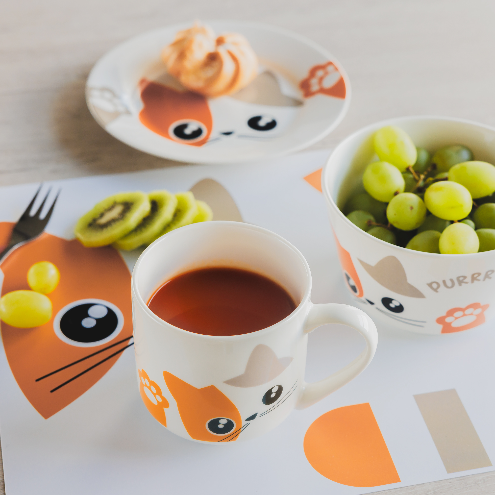 Porcelánová raňajková sada Kitty Orange 4-dielna AMBITION