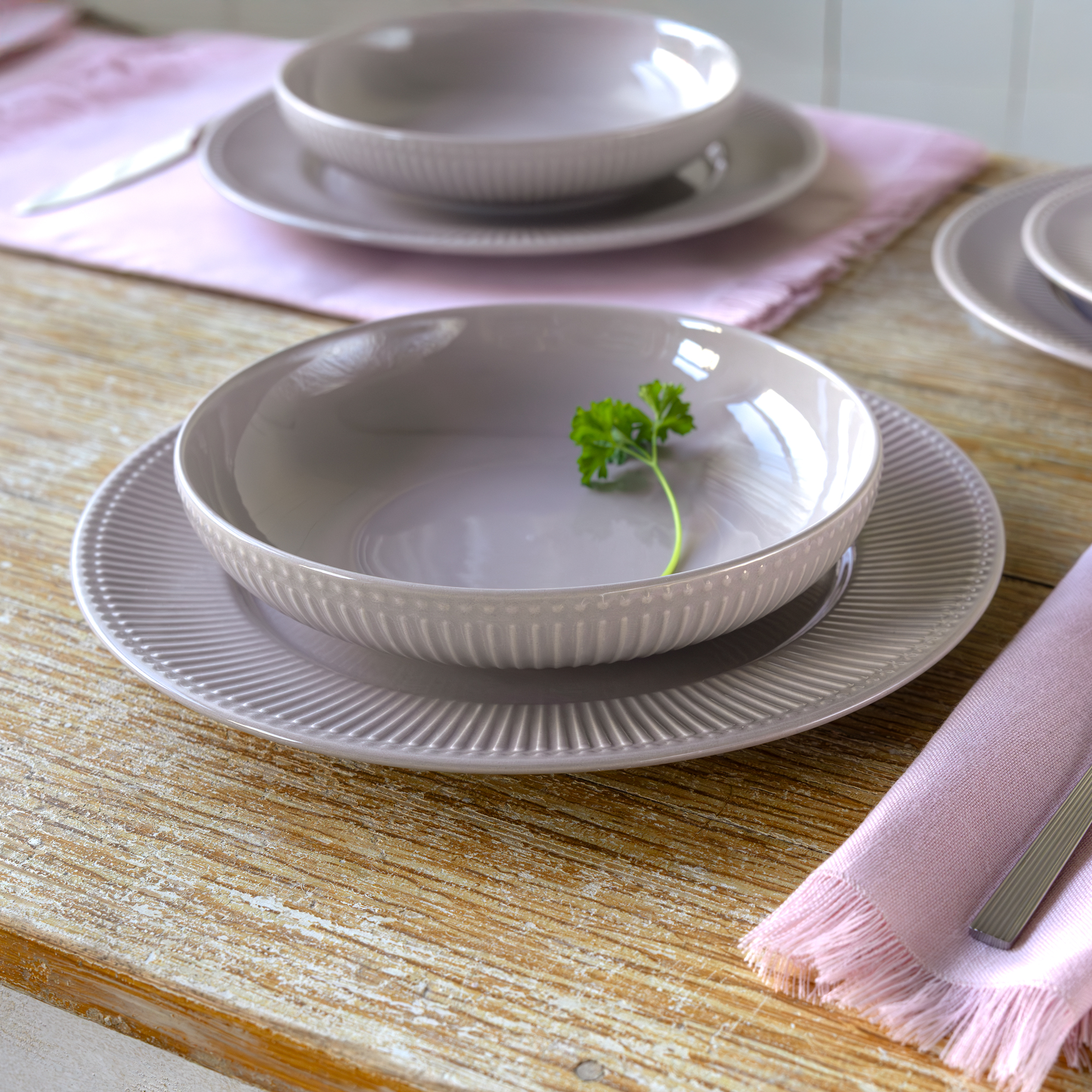 Servizio di piattti per 6 persone Curly grigio 41-pezzi AMBITION