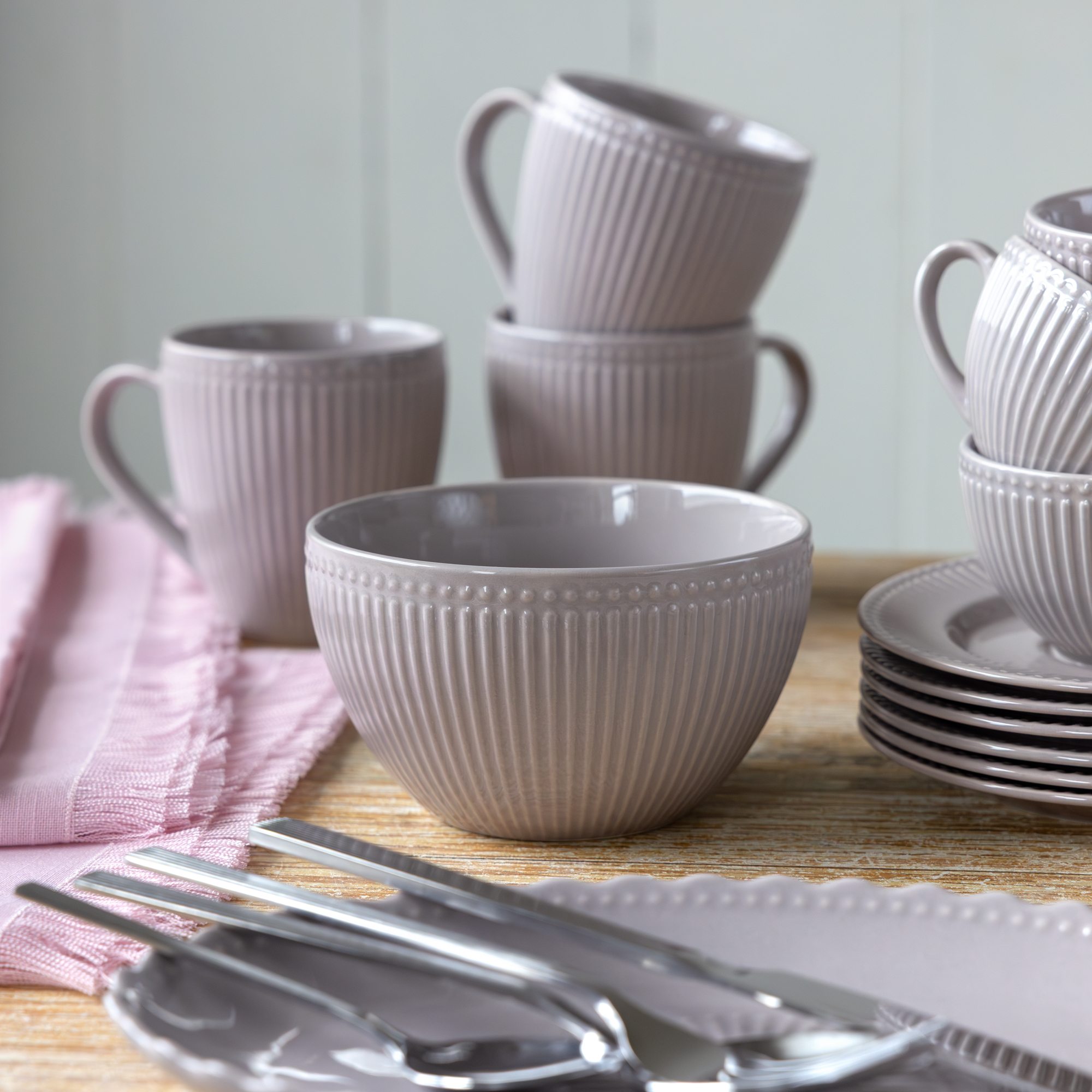 Servizio di piattti per 6 persone Curly grigio 41-pezzi AMBITION