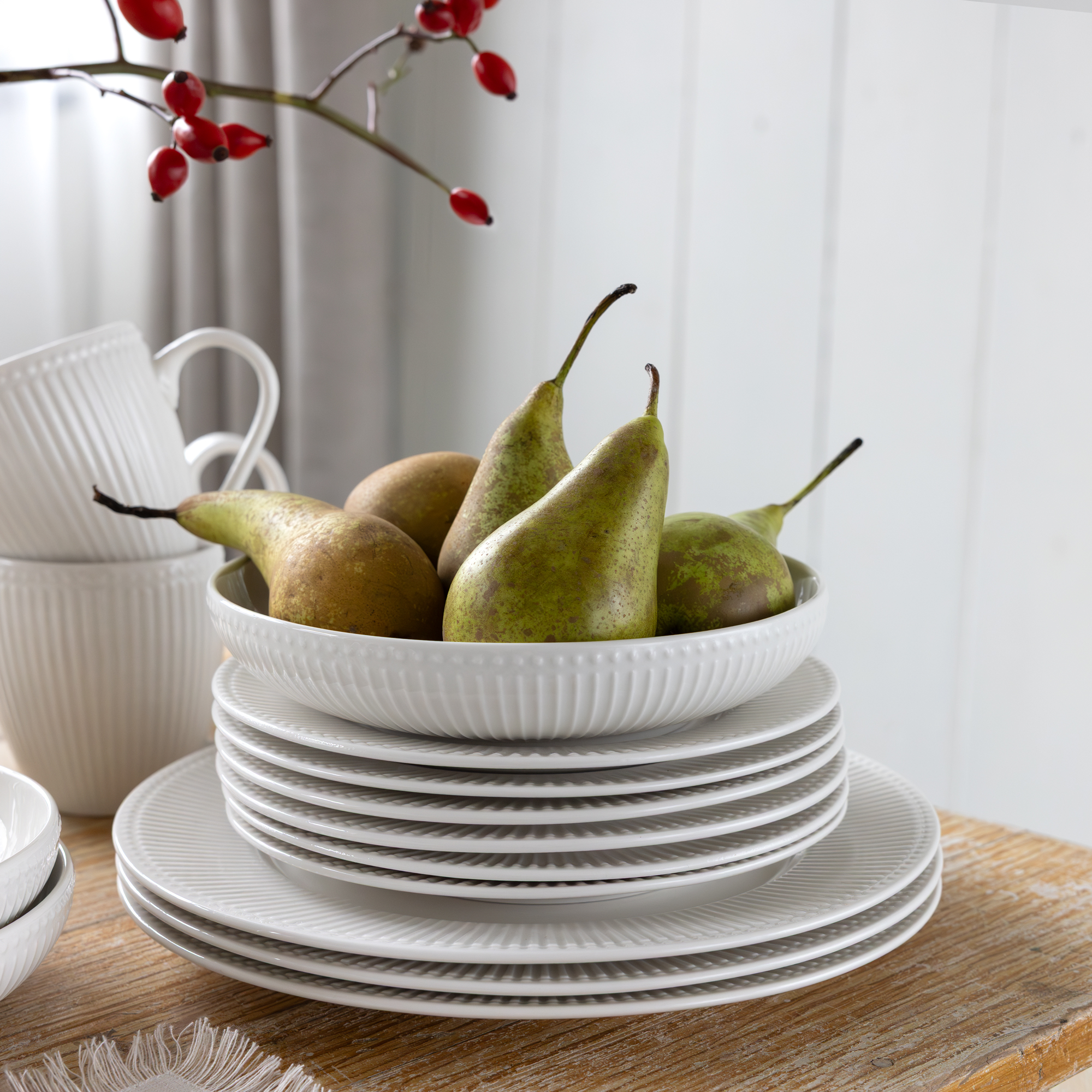 Vajilla para 6 personas Curly blanca 41-piezas AMBITION