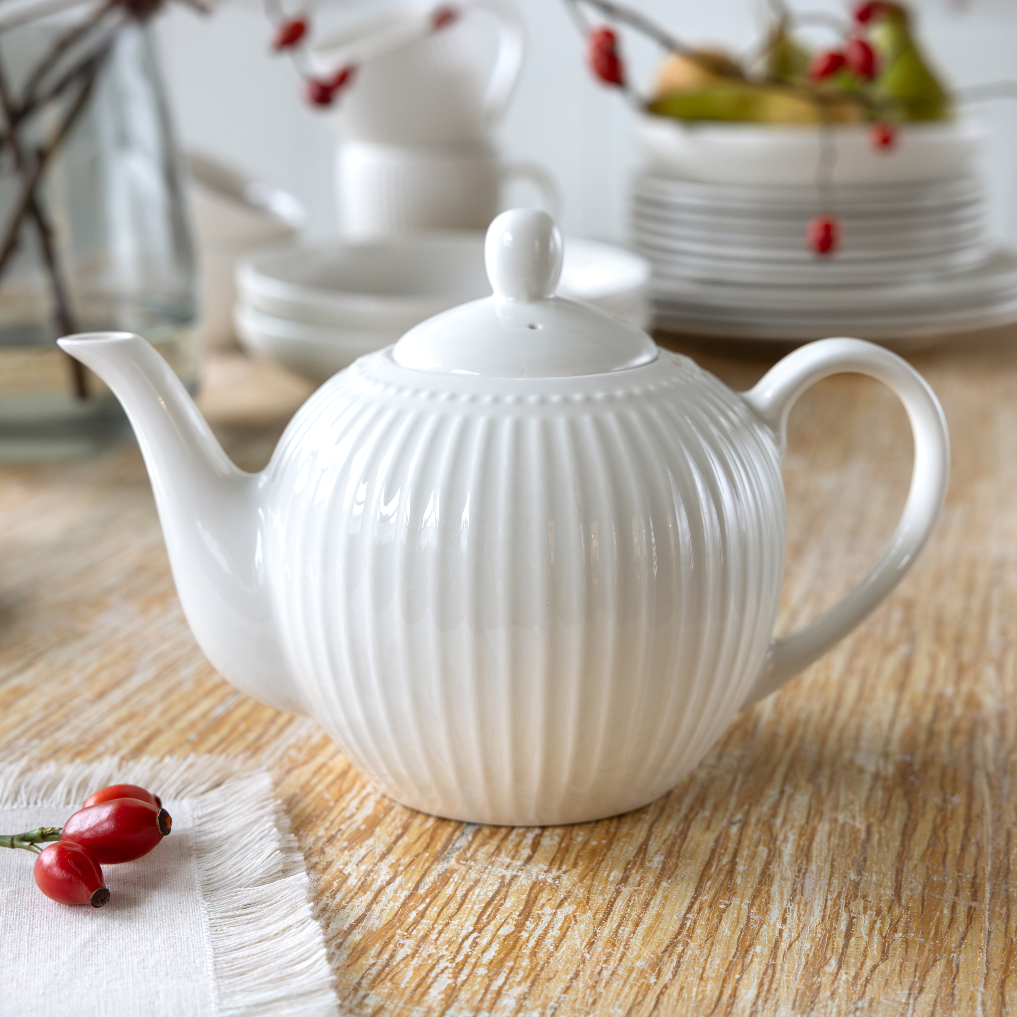 Tetera de porcelana Curly blanca 1,1 l AMBITION