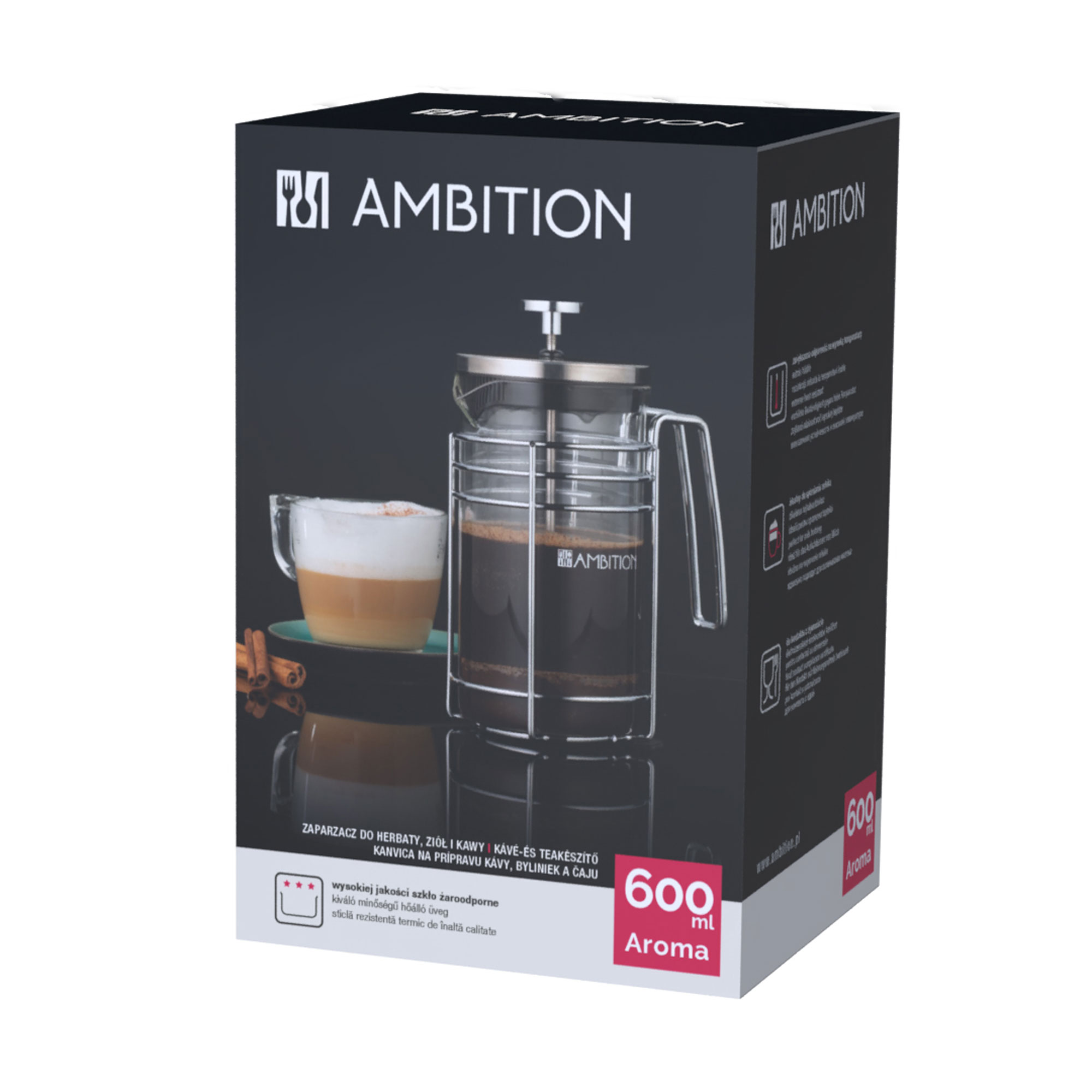 Kaffeezubereiter Aroma mit Metallgriff 600 ml AMBITION