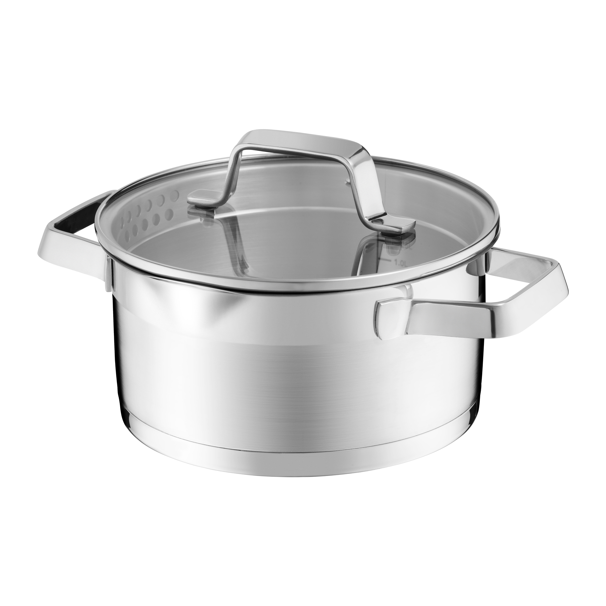 Nerezový hrnec s poklicí na cezení Kitchen Pro 18 cm AMBITION