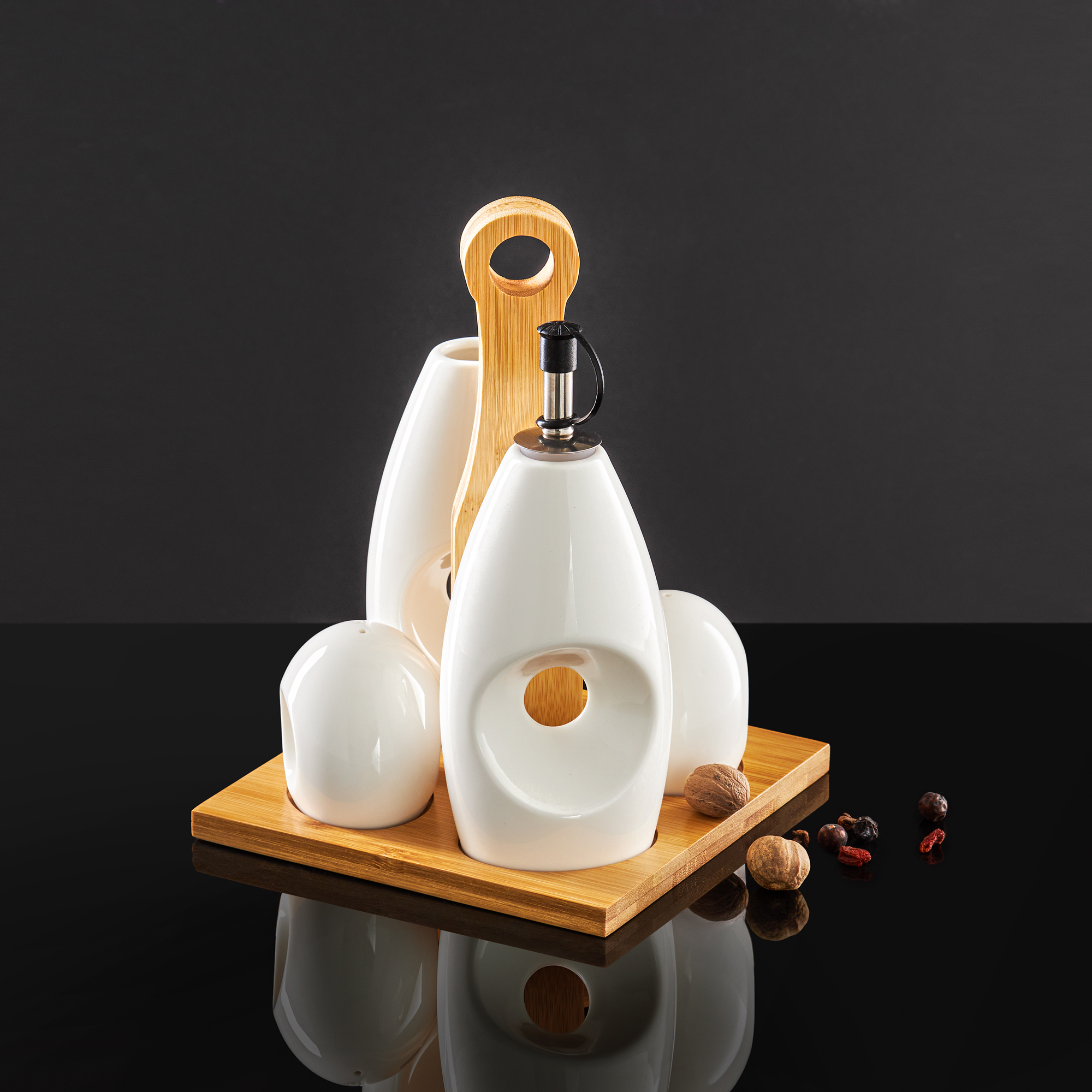 Set per spezie con base in bambù Natural AMBITION