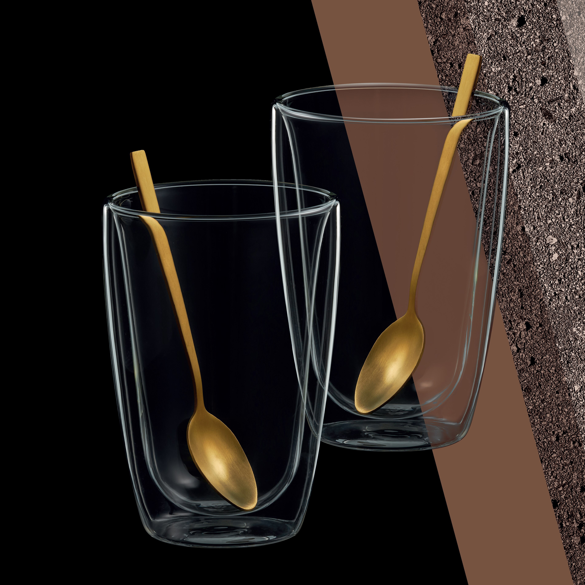 Sada 2 termosklenic se lžičkami Lusso 400 ml AMBITION