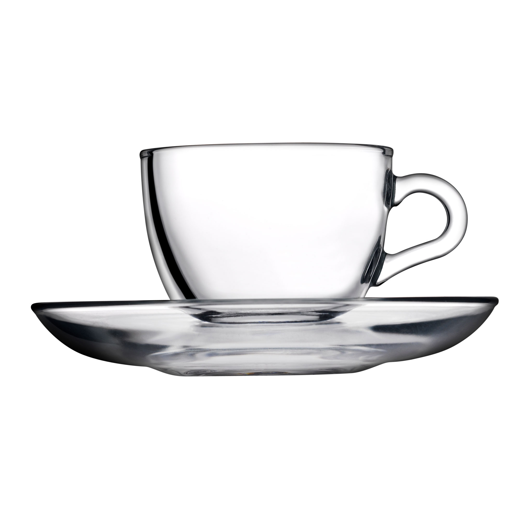 Set de tazas de café espresso con platillos Basic 90 ml PASABAHCE