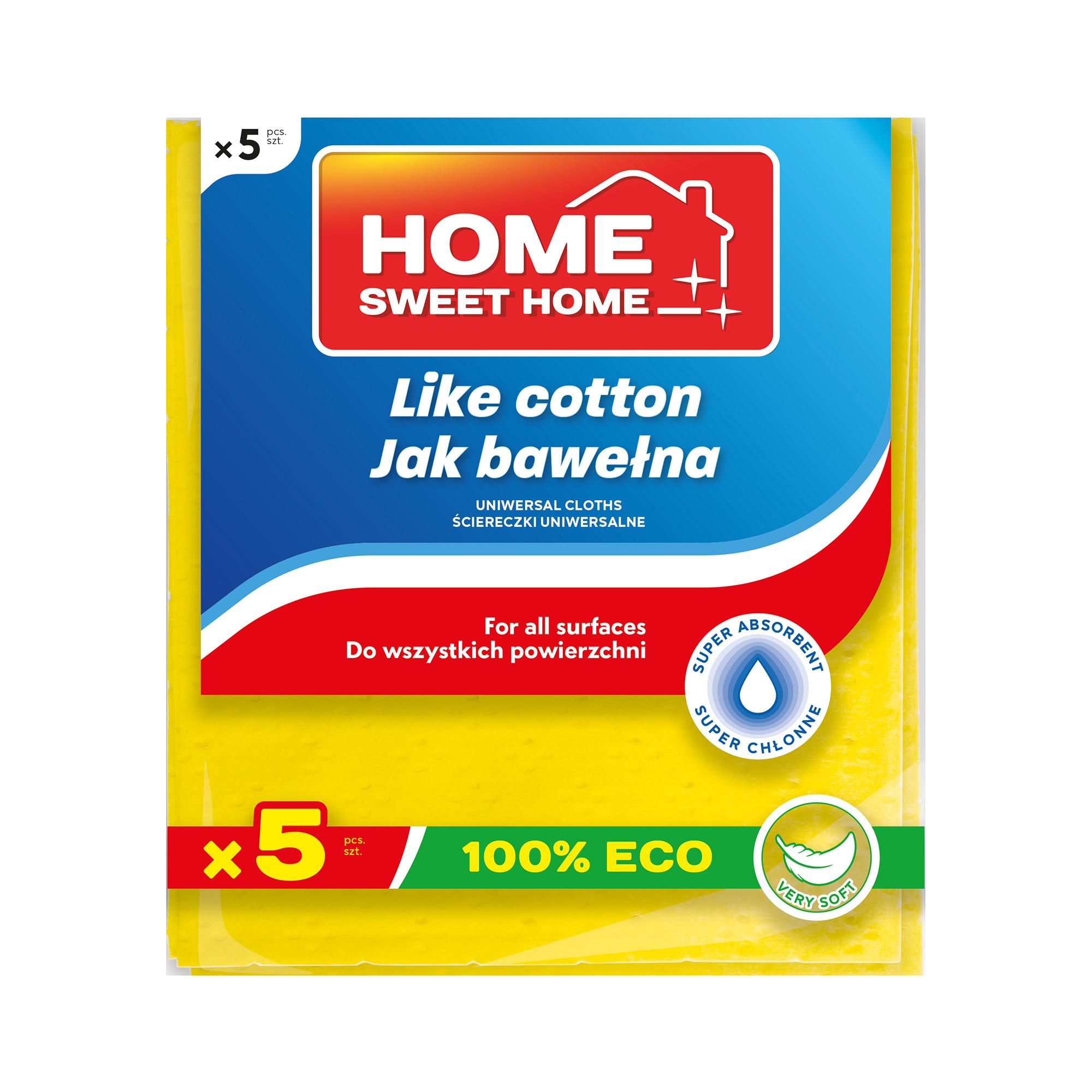 Sada 5 utěrek Like Cotton 43 x 38 cm HOME SWEET HOME