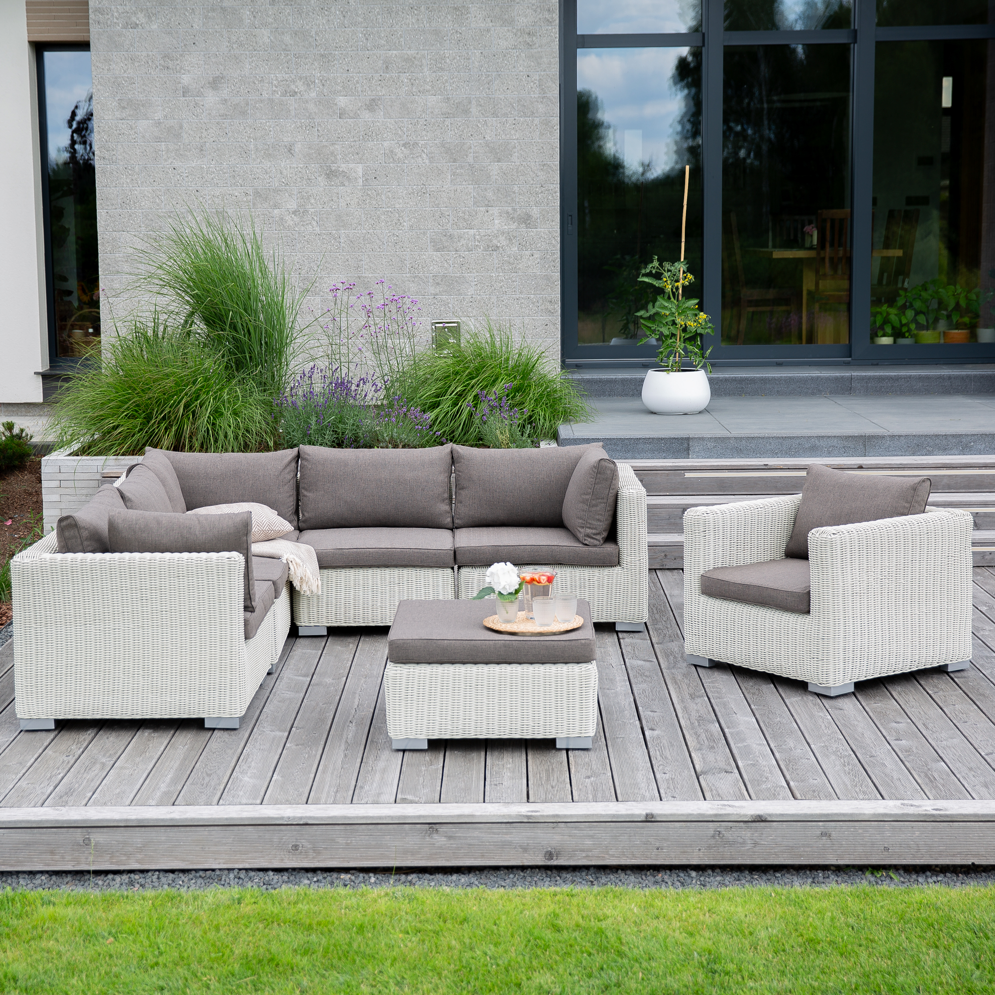 Souprava zahradního nábytku z technorattanu Dorothee White PATIO