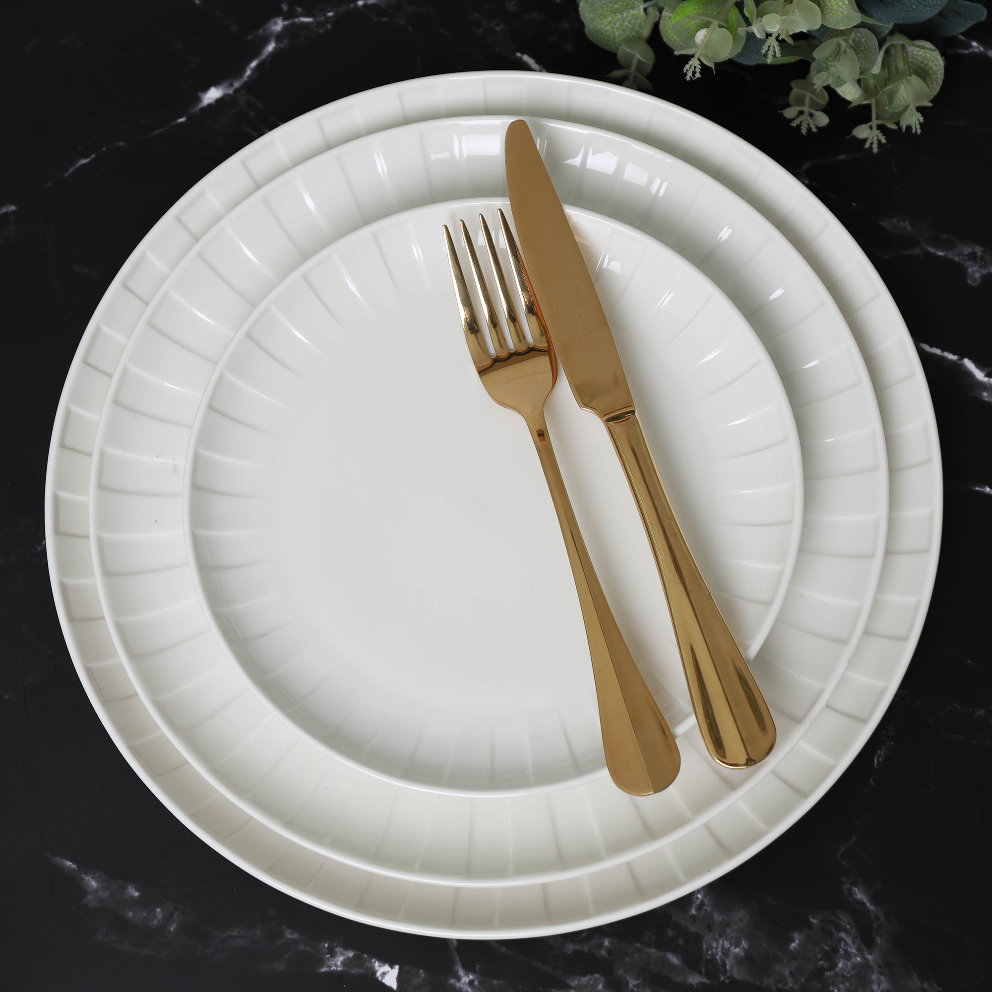 Juego de vajilla para 6 personas Ligne blanco 48 piezas AMBITION