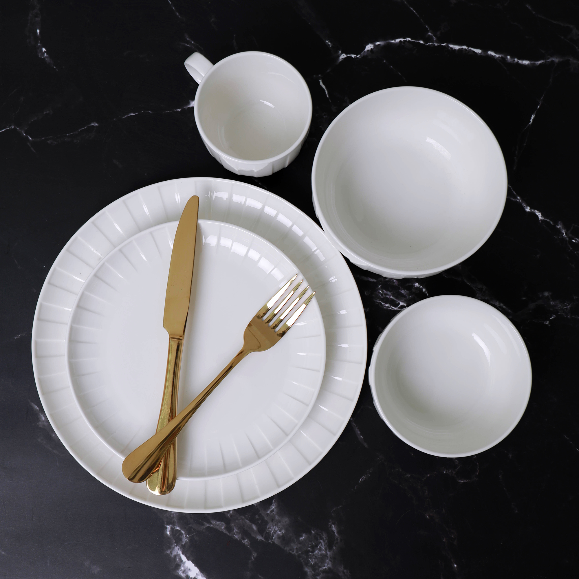 Juego de vajilla para 6 personas Ligne blanco 48 piezas AMBITION