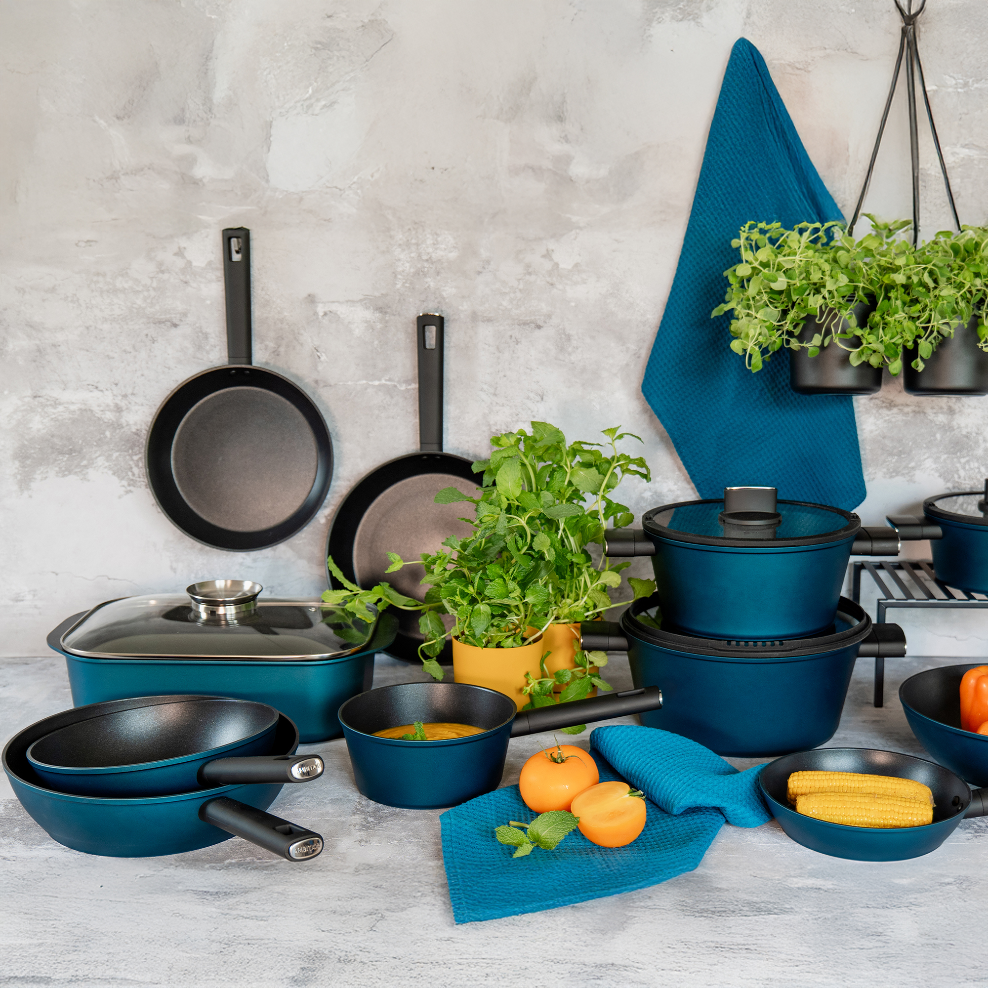 Set di 3 padelle Azzurro AMBITION