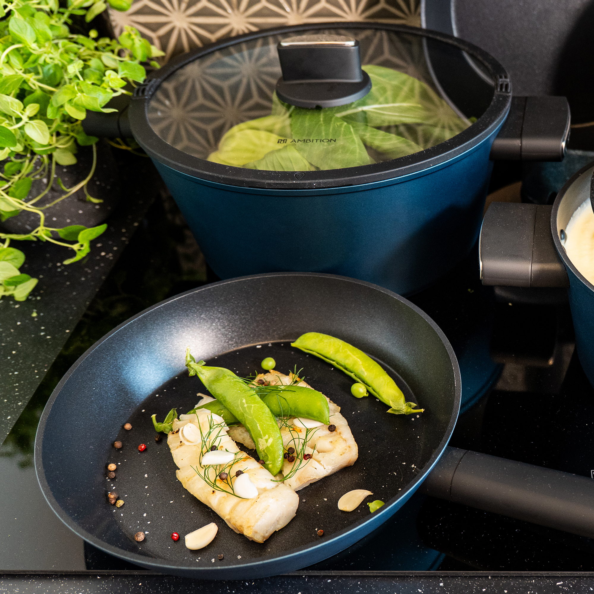 Set di 3 padelle Azzurro AMBITION