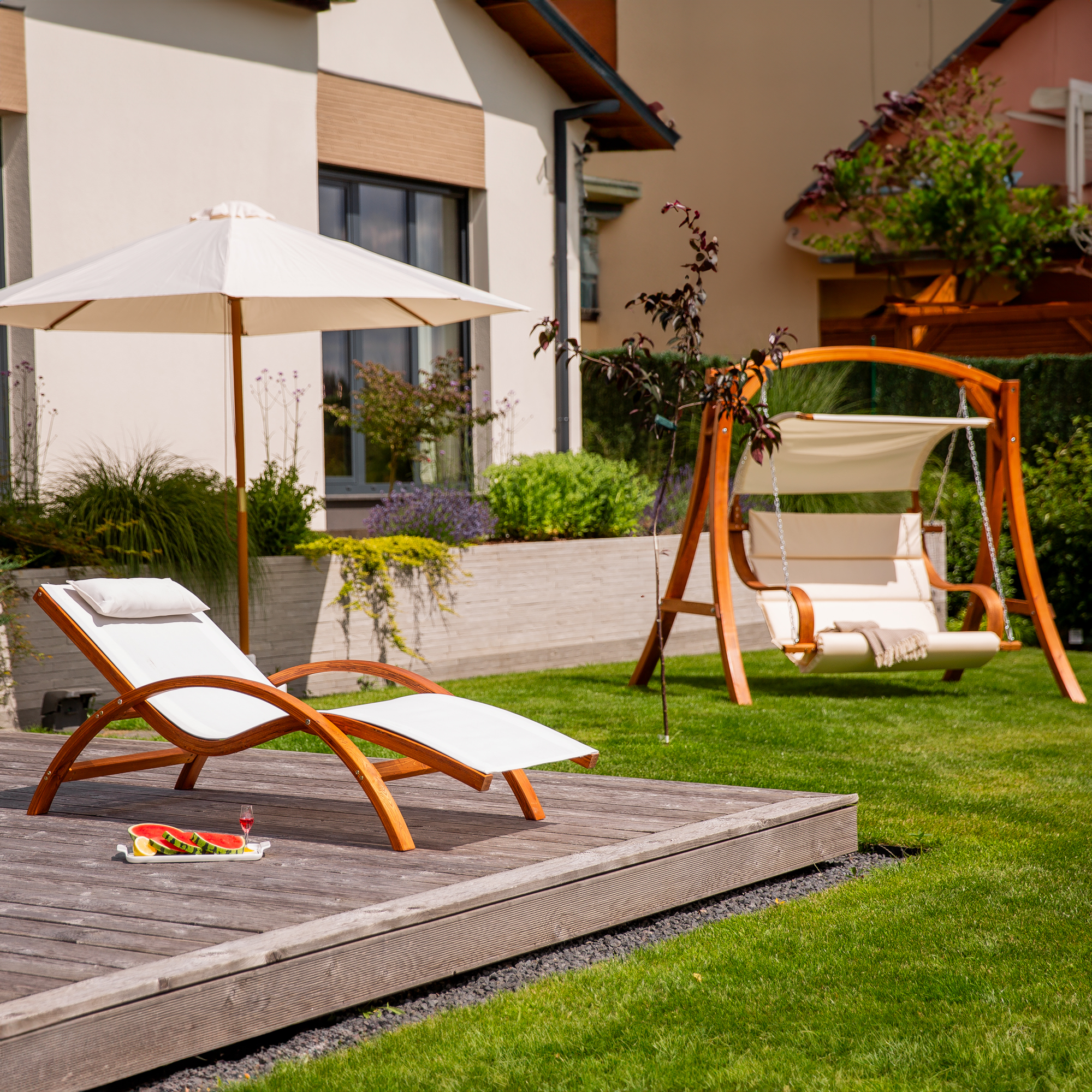 Krémová zahradní houpačka Larice PATIO