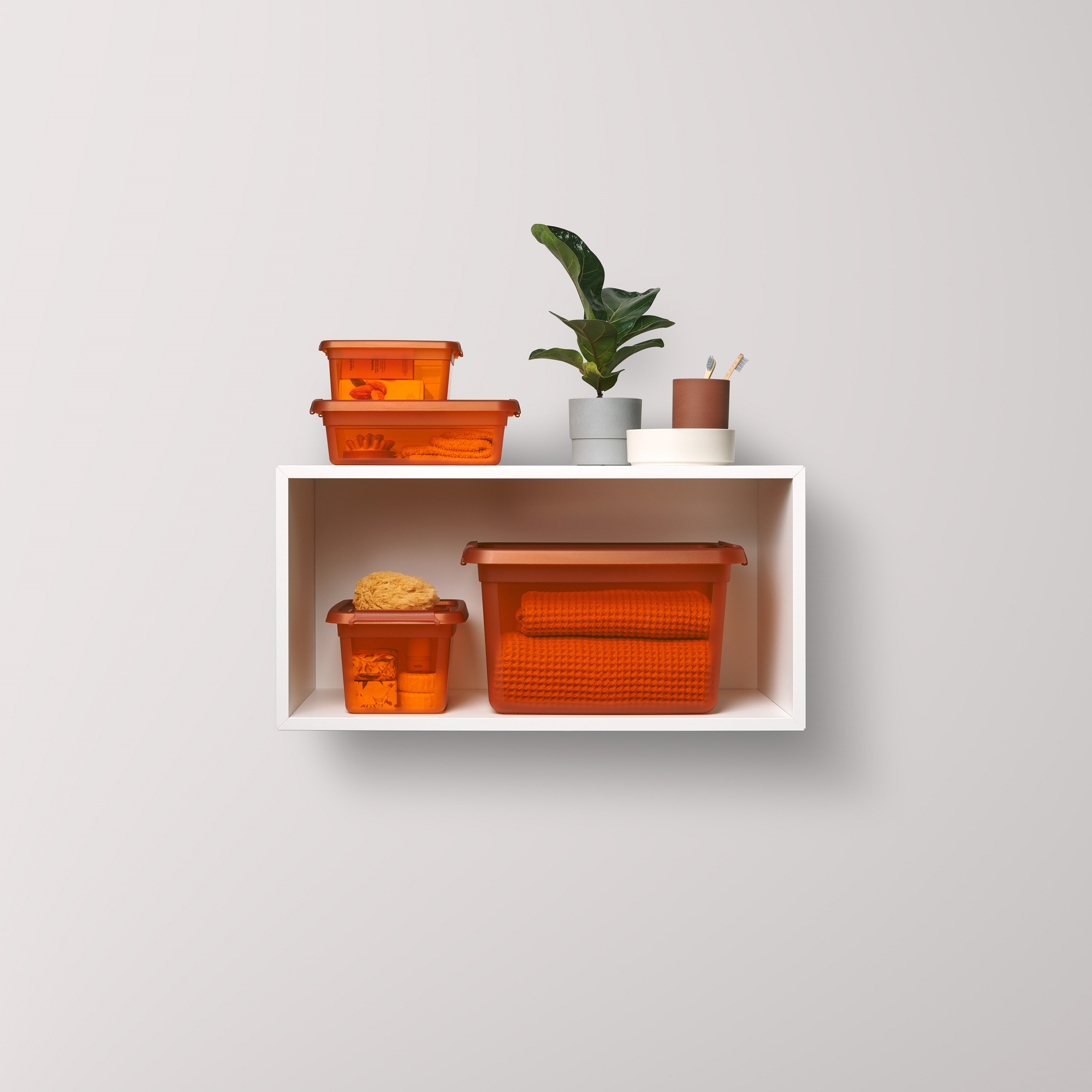 Oranžová plastová nádobka s víkem Base Store Amber 1,5 l ORPLAST