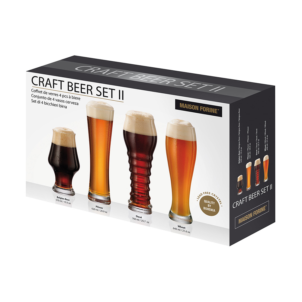 Set med ölglas Craft Beer Set II 4-delad MAISON FORINE