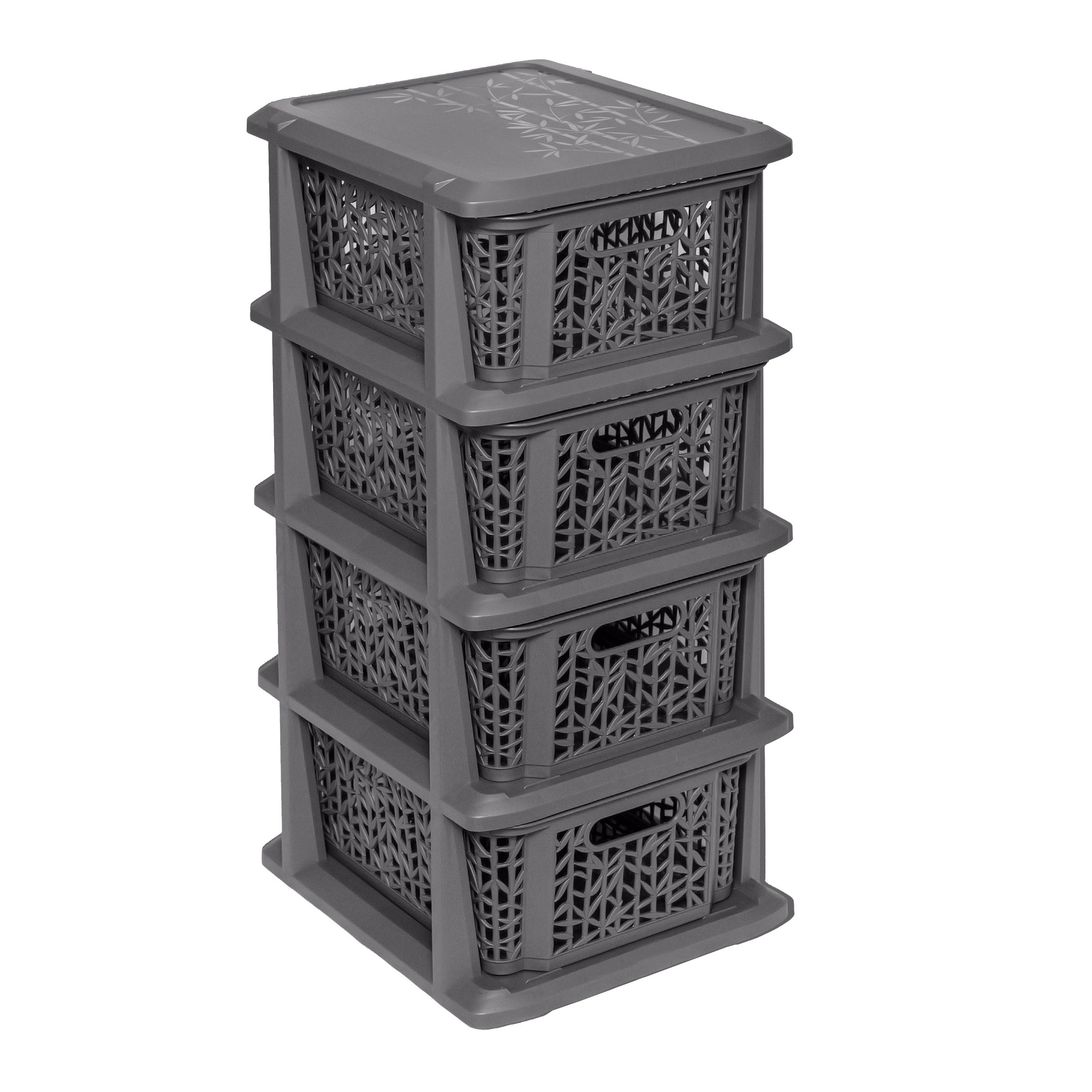 Antracitový plastový regál s 4 šuplíky Bamboo BRANQ