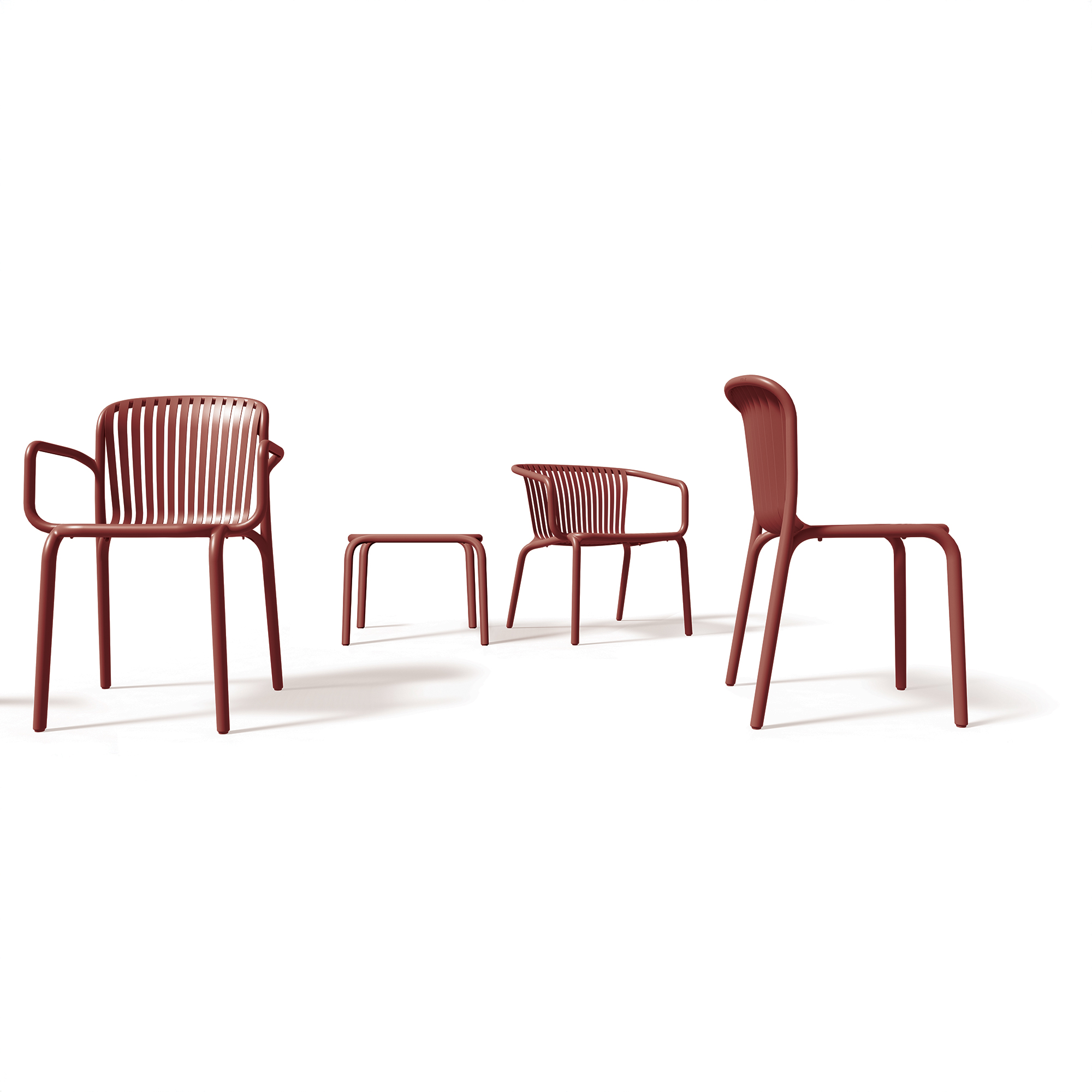 Plastová záhradná stolička s podrúčkami Brene Retro Red FERNE