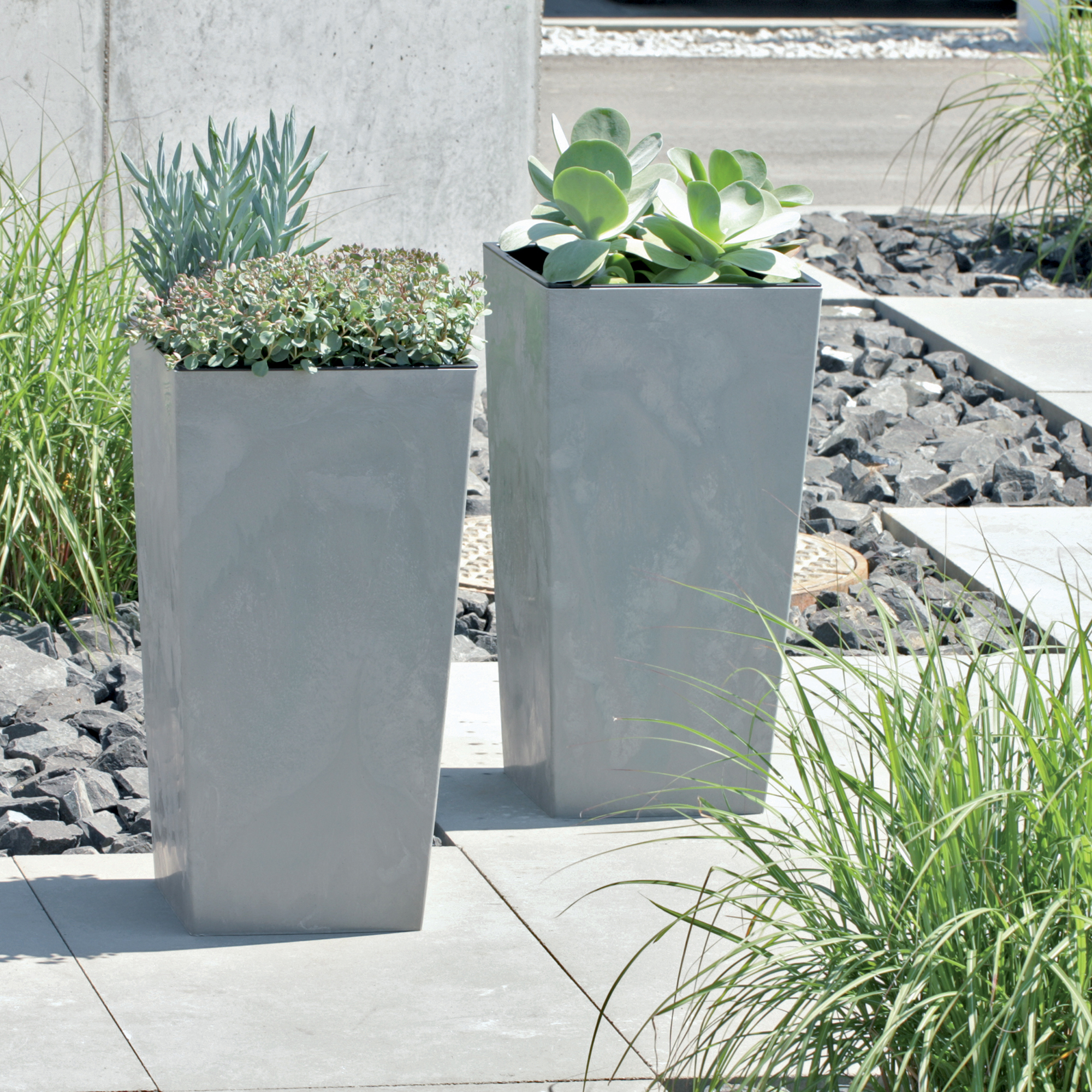 Pflanzkübel inkl. Einsatz Urbi Square Beton Effect 26,5 x 26,5 x 50 cm grau PROSPERPLAST