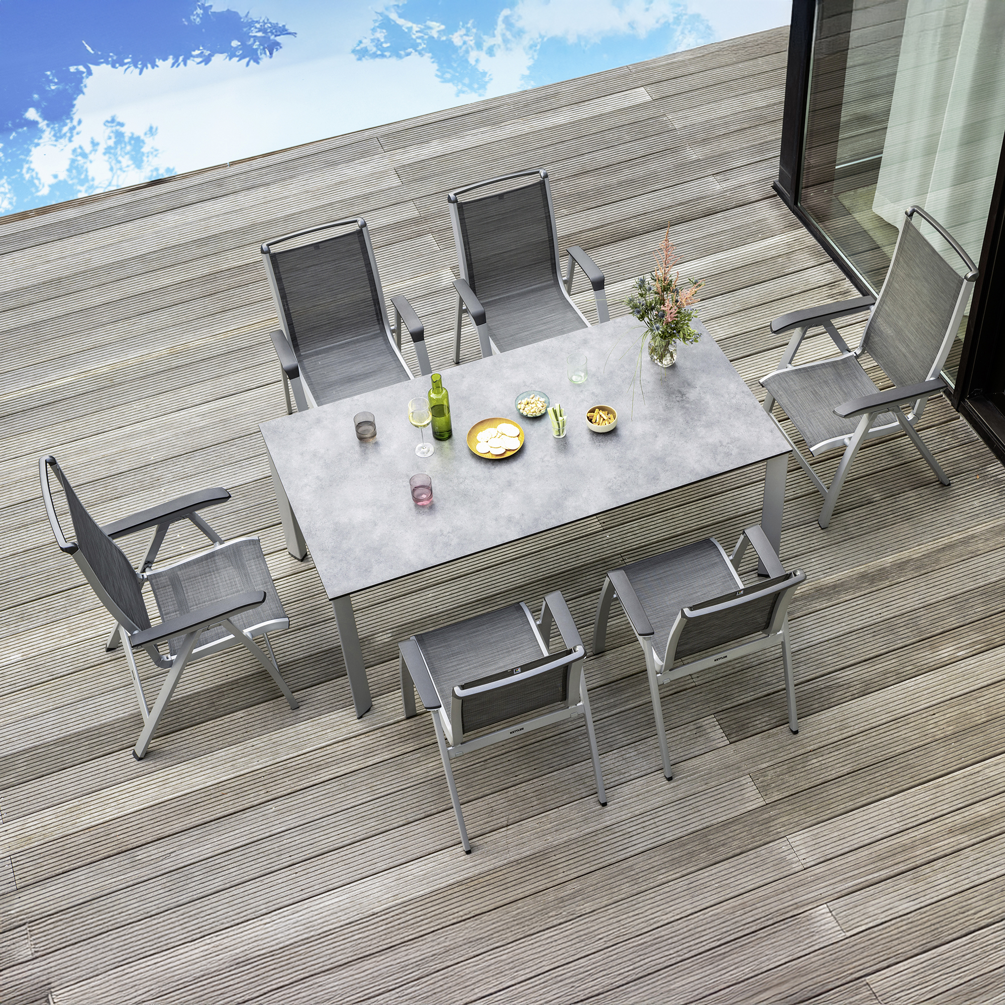 Blat stołu 160 x 95 cm HPL szary KETTLER 0104221-7200