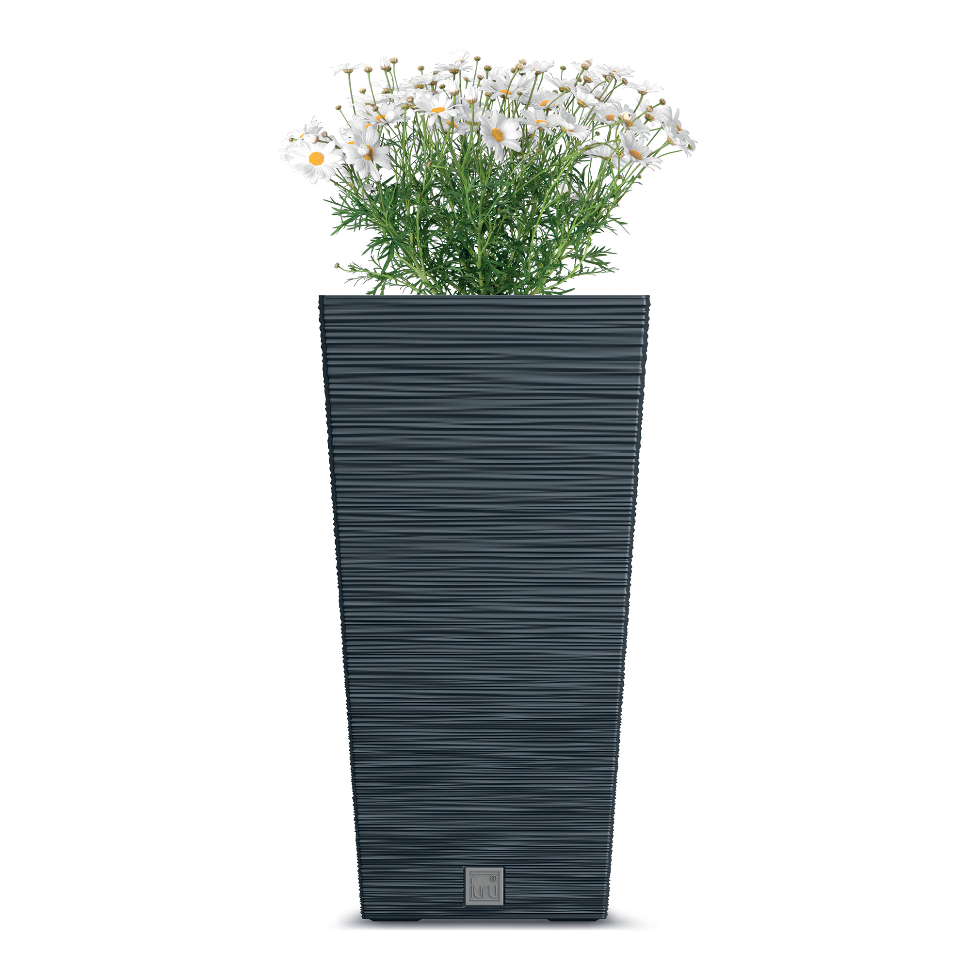 Antracitový zahradní plastový květináč s vložkou Furu Square 45 cm PROSPERPLAST