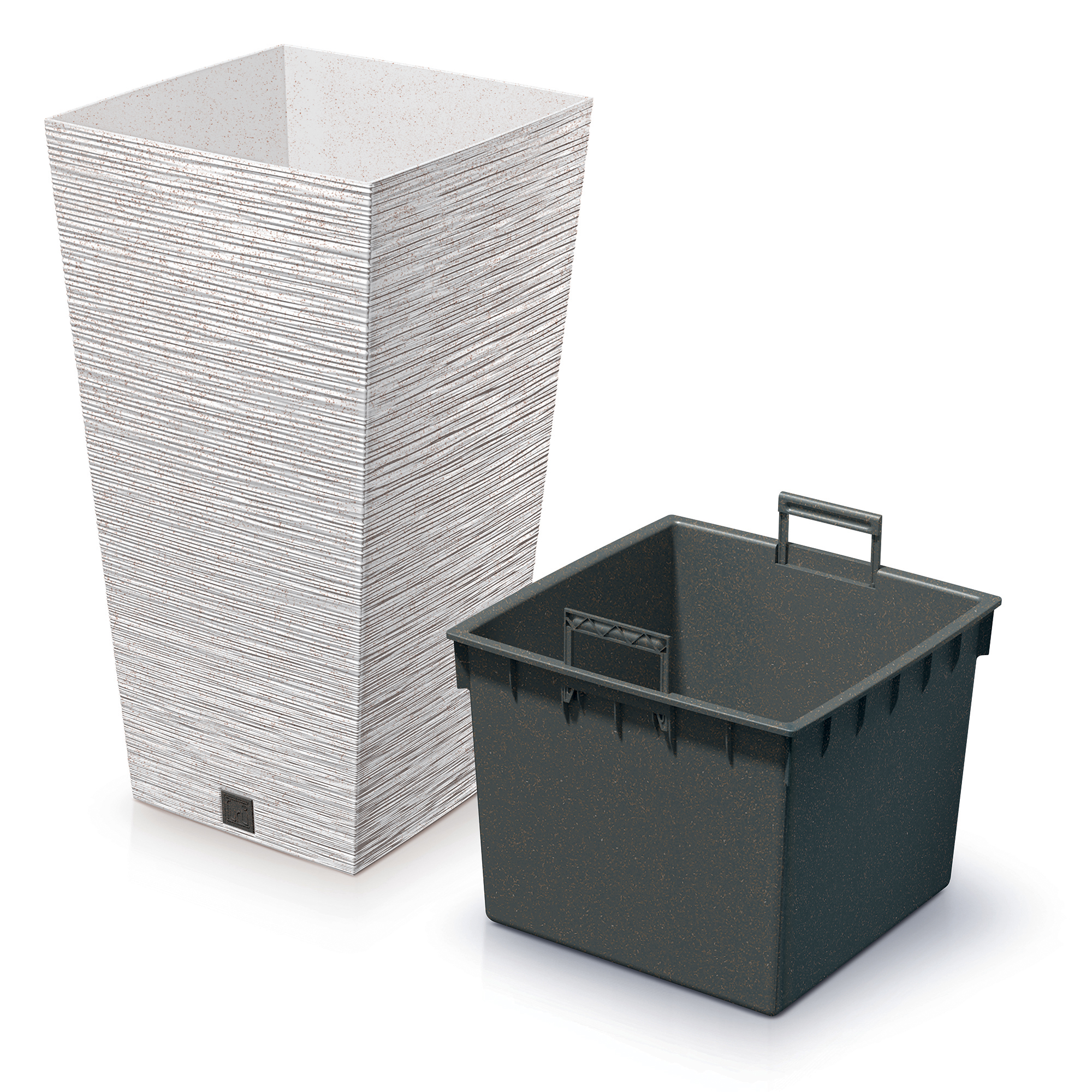 Pflanzkübel quadratisch Furu Square Eco Wood 45 cm weiß PROSPERPLAST