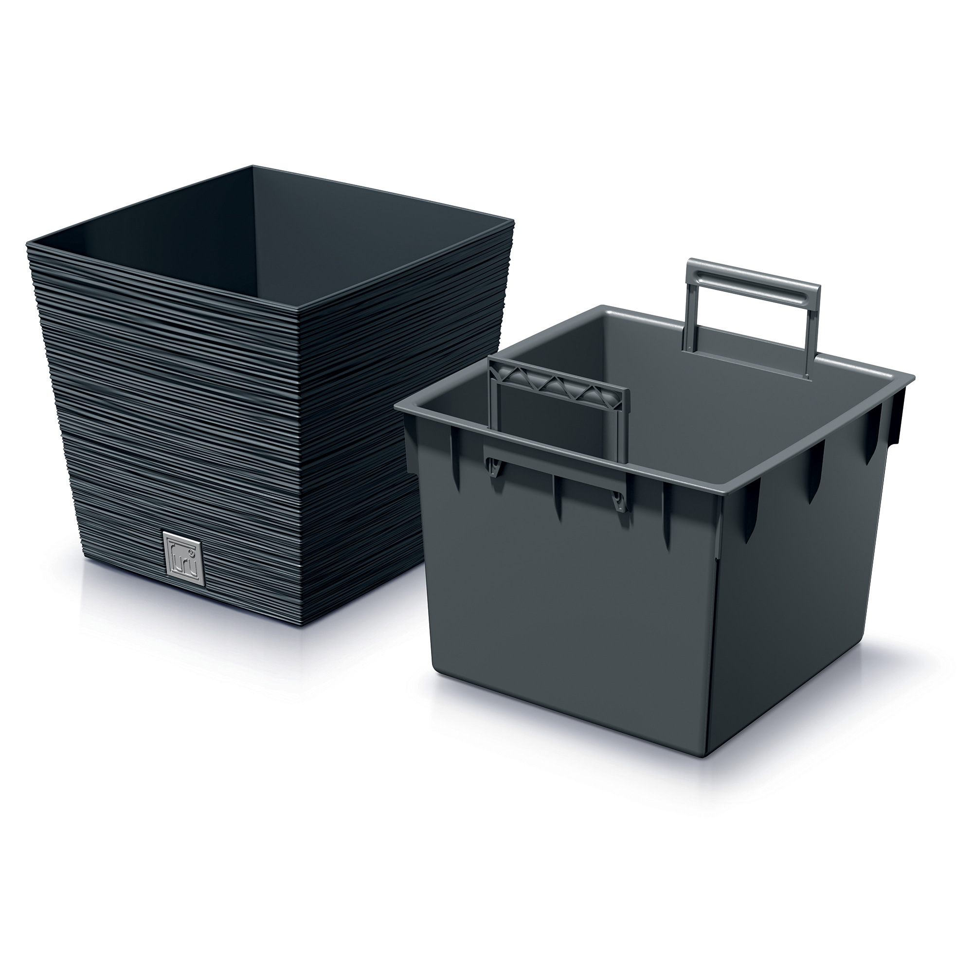Pflanzkübel quadratisch Furu Square Low 24 cm anthrazit PROSPERPLAST