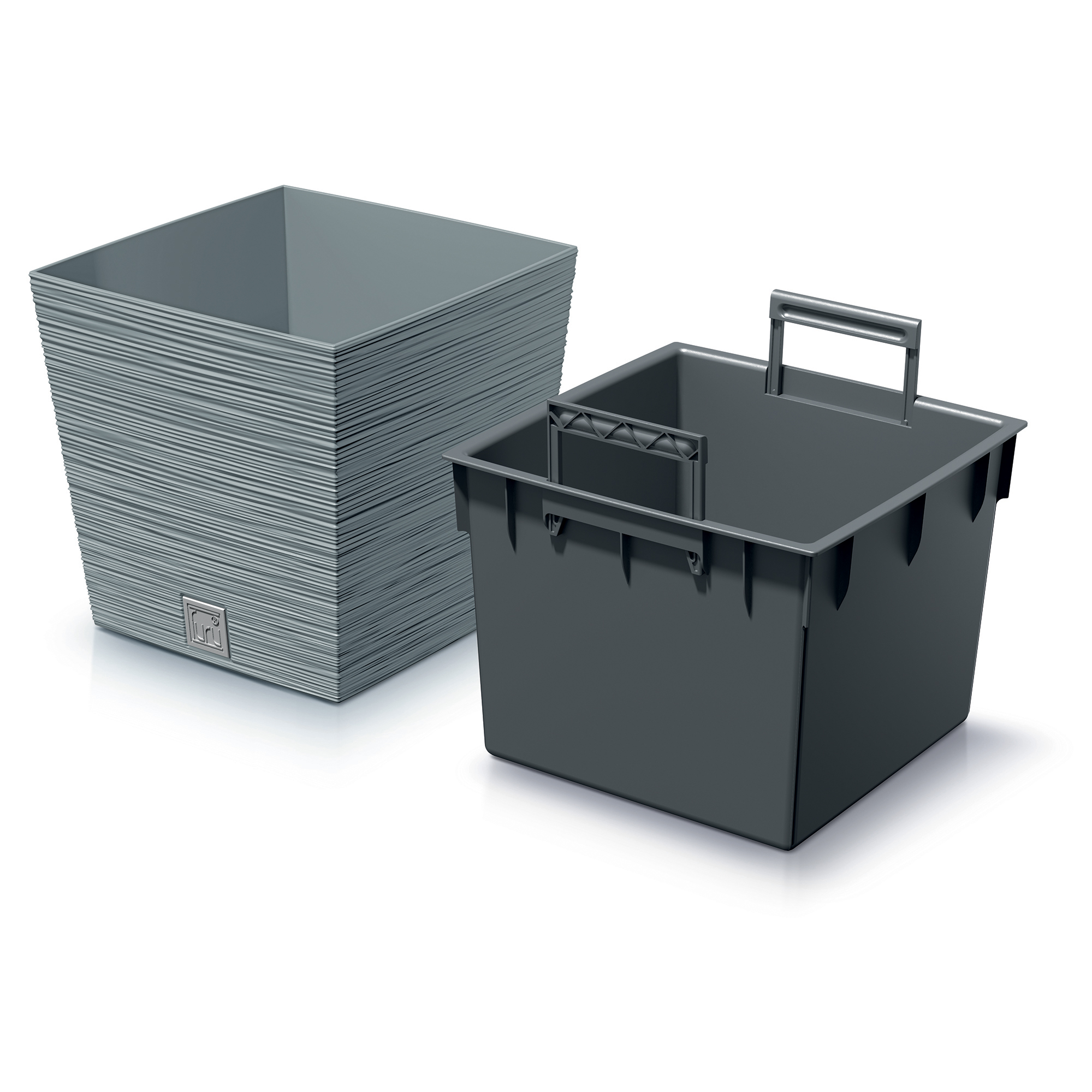 Pflanzkübel quadratisch Furu Square Low 29 cm grau PROSPERPLAST