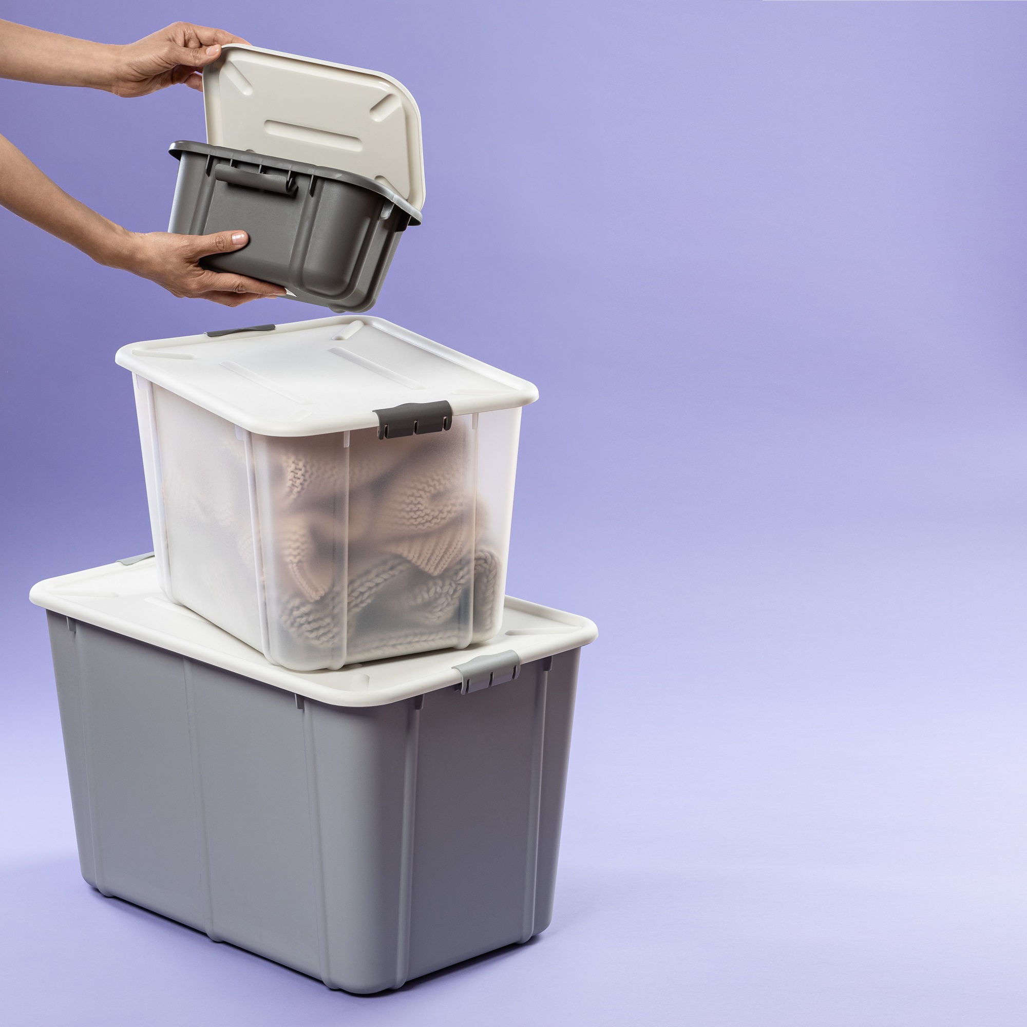 Aufbewahrungsbox mit Deckel Velur 60 L Transparent BRANQ