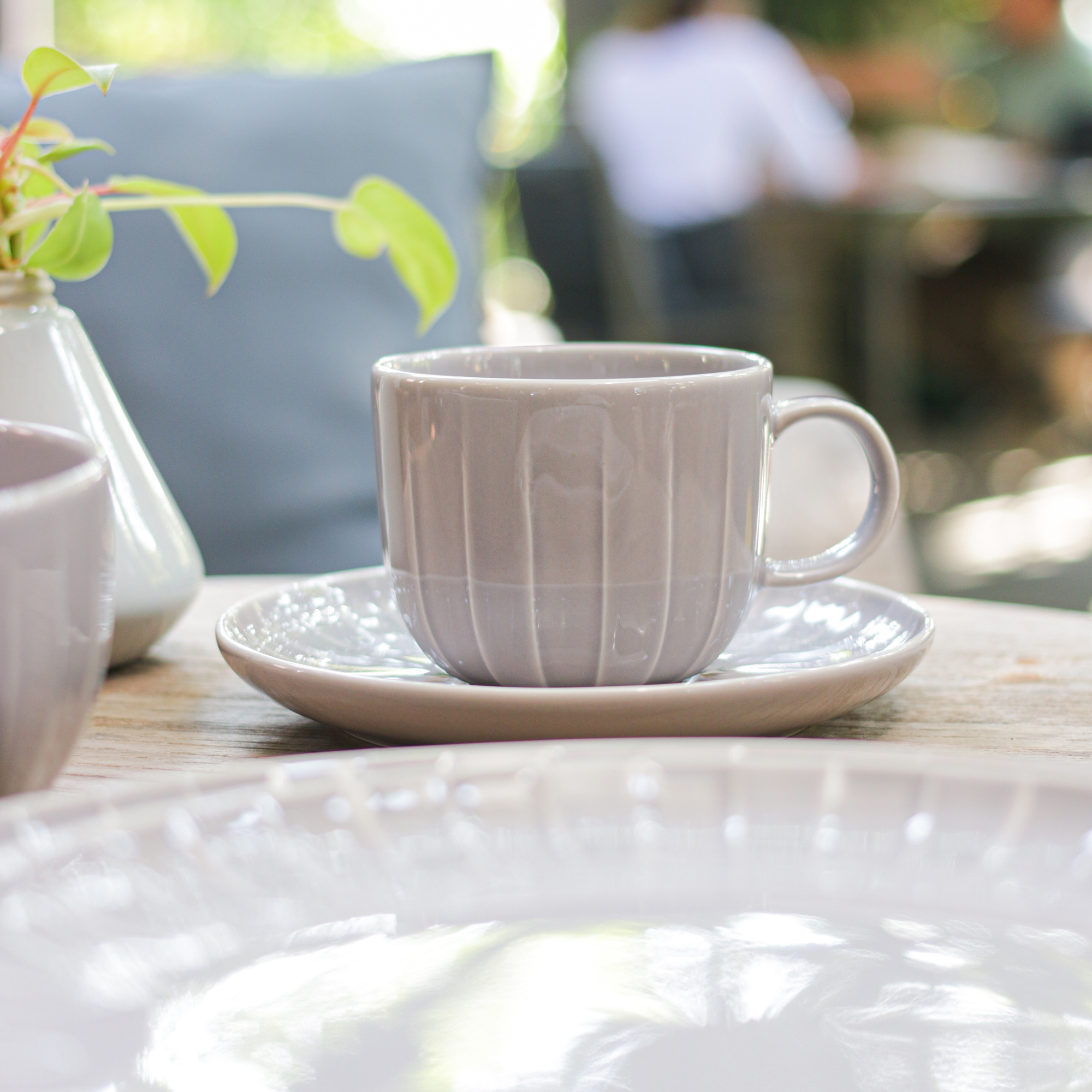 Juego de vajilla para 6 personas Ligne gris 48 piezas AMBITION