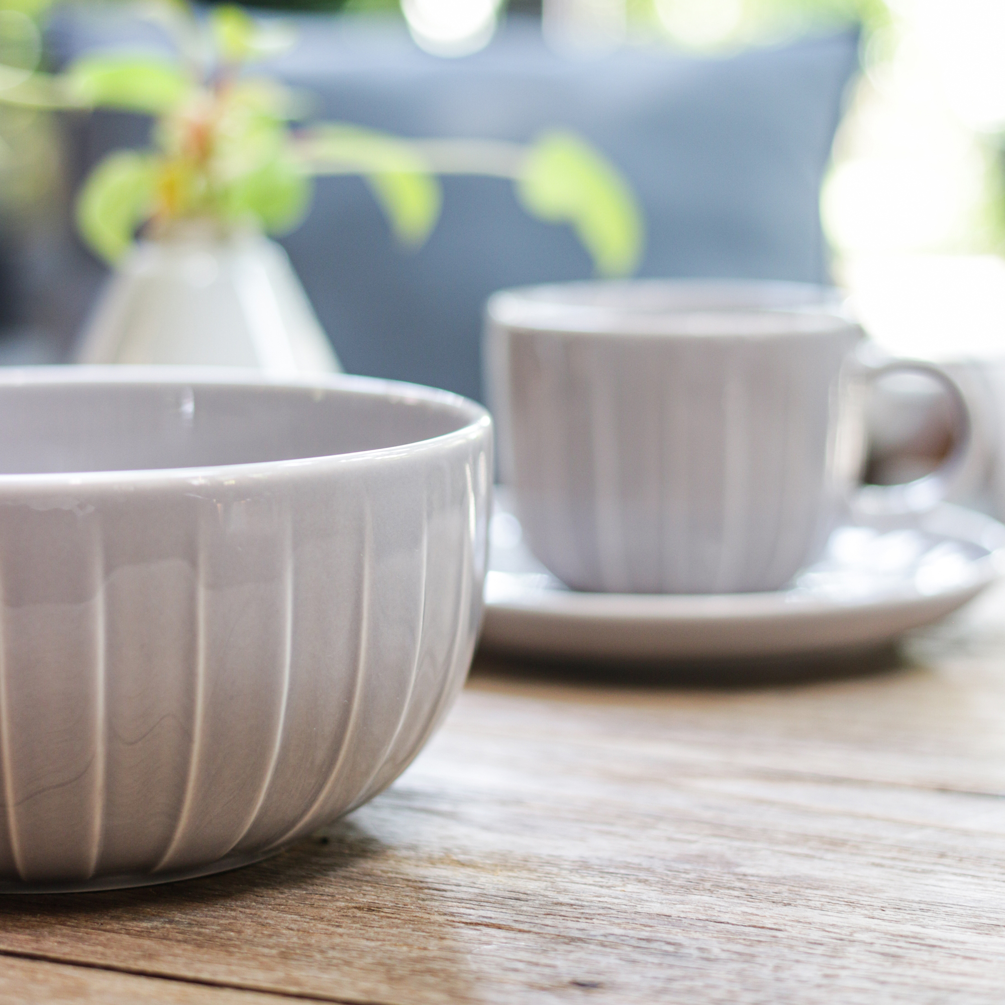 Juego de vajilla para 6 personas Ligne gris 48 piezas AMBITION