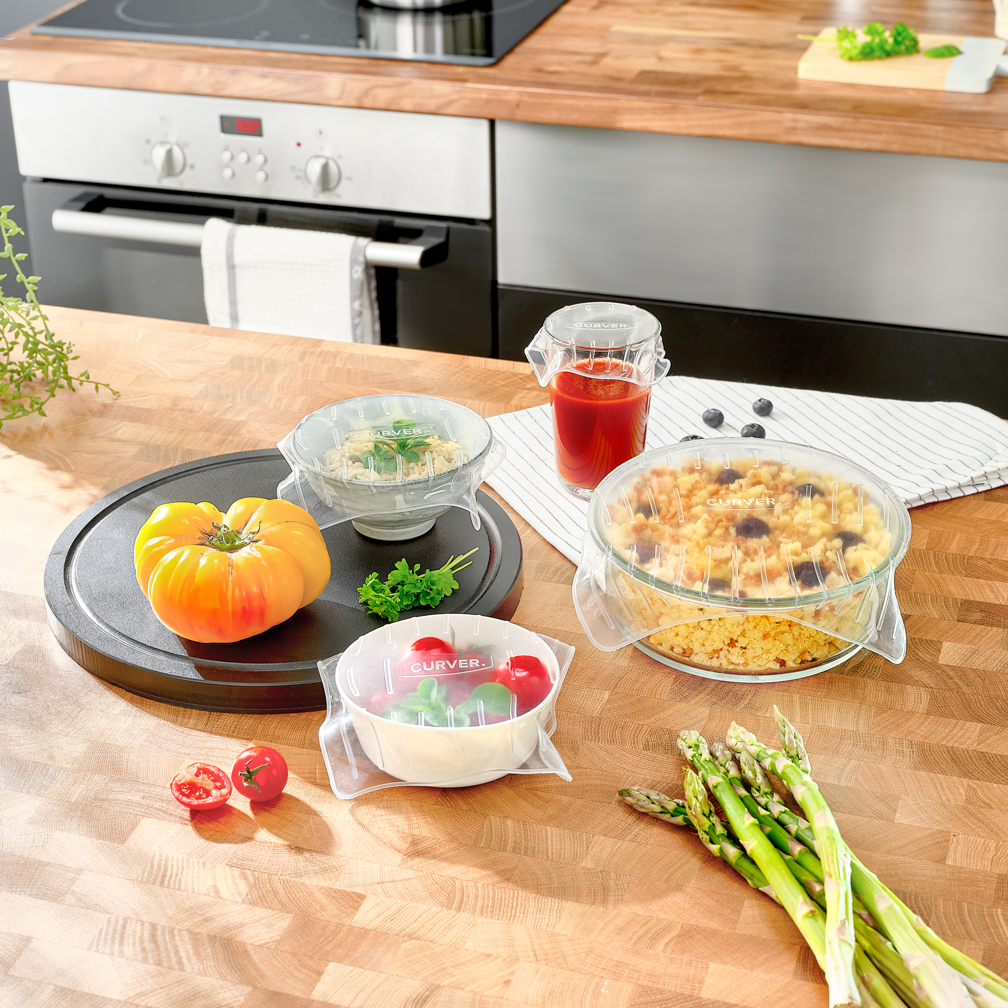 Zestaw 4 pokrywek silikonowych kwadratowych CURVER