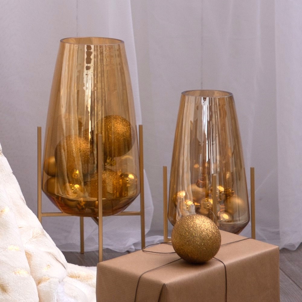 Laterne / Leuchter Gold 15 x 15 x 32,5 cm MY HOME