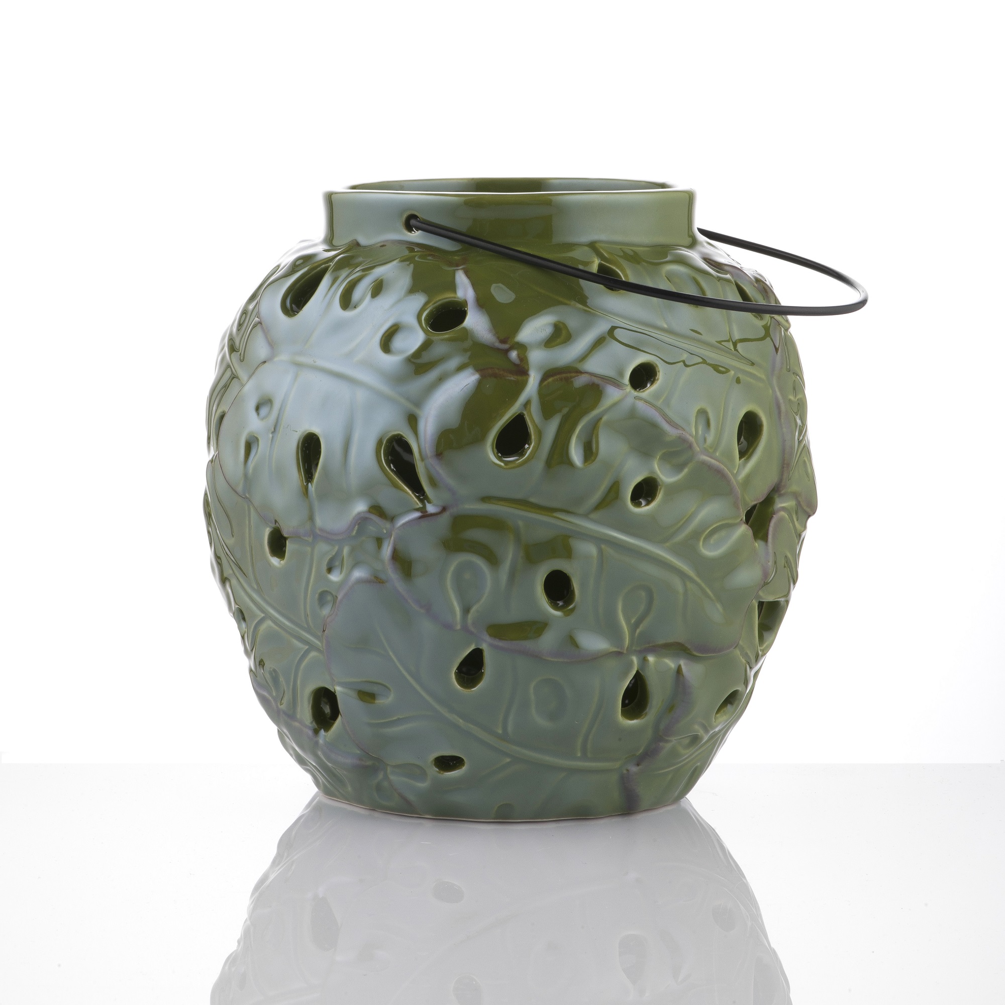 Keramisk lykta Tropic 18 x 18 x 18 cm grön MY HOME