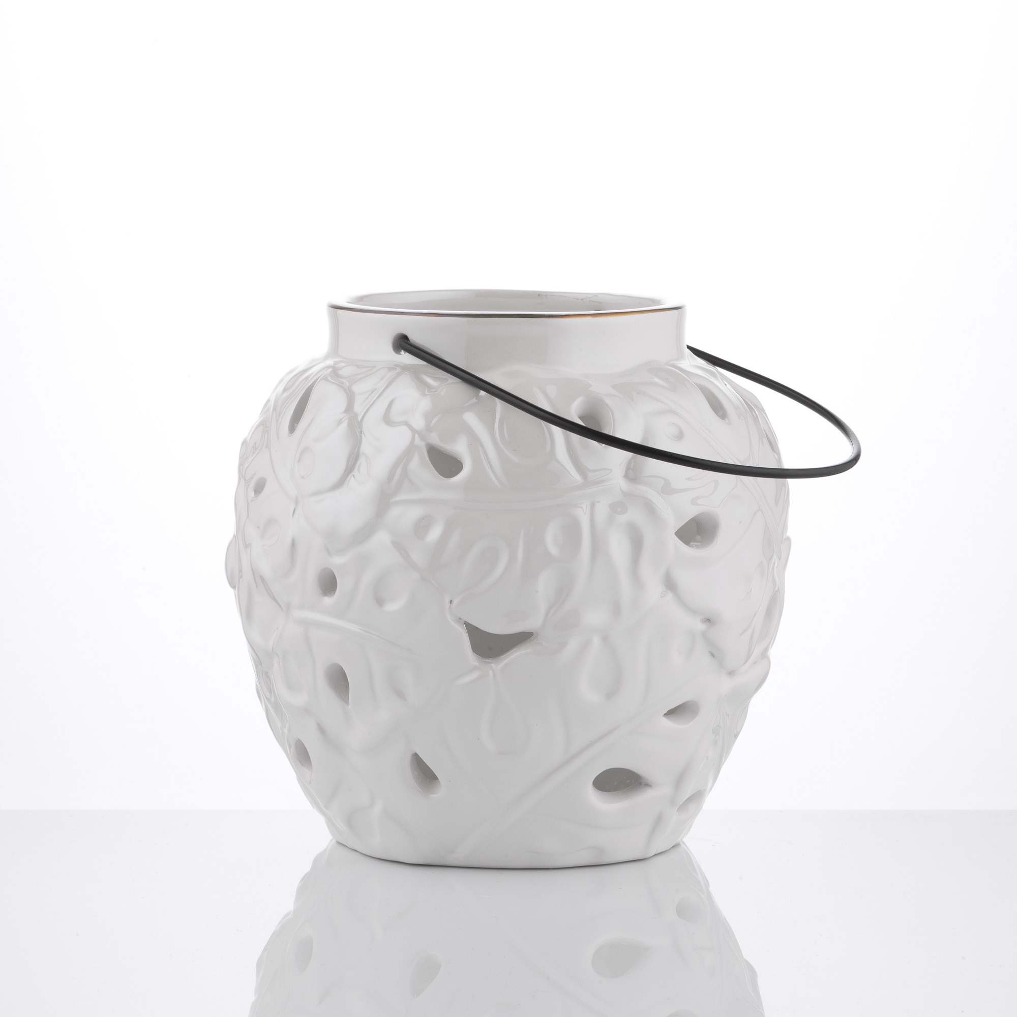 Biely keramický lampáš Tropic 15,5 x 15,5 x 15,3 cm MY HOME