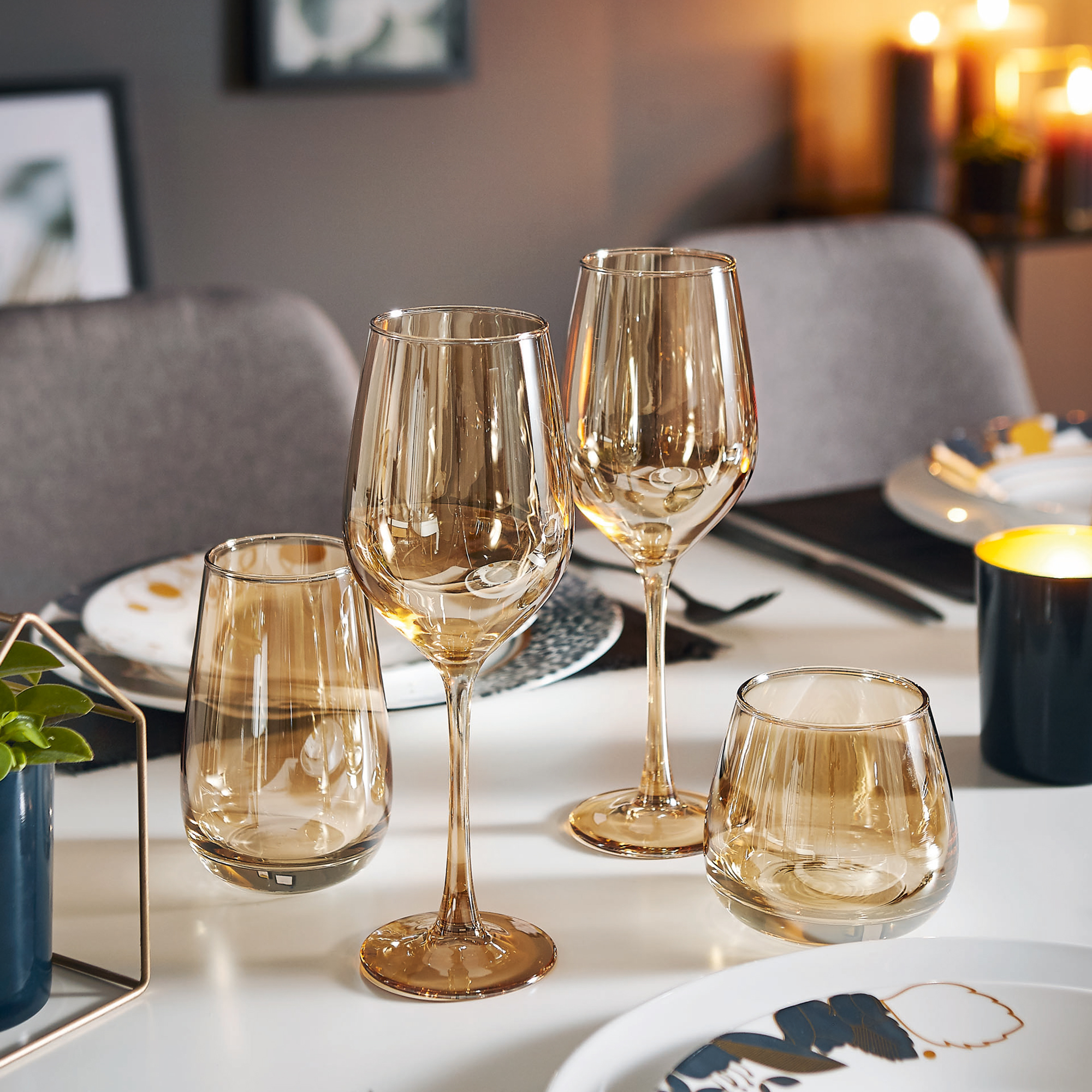 Trinkgläser 4 Tlg. Set nidrig Sire de Cognac Gold 300 ml LUMINARC