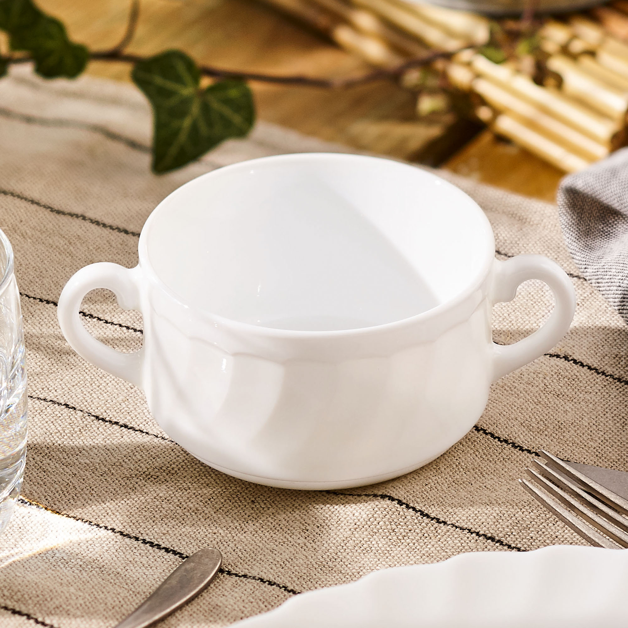 Sada 6 bílých skleněných misek na bujón Trianon 300 ml LUMINARC