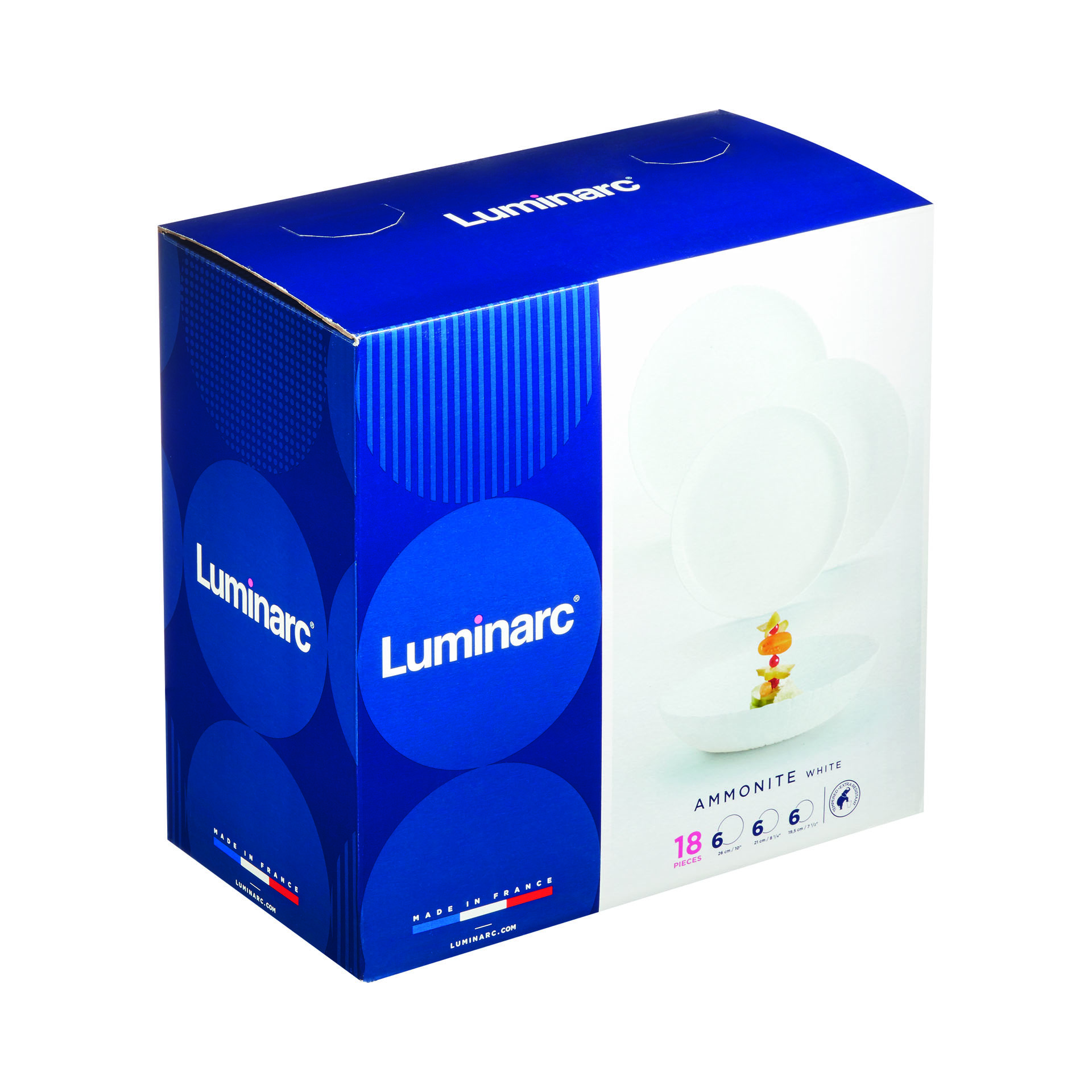 Dinner set for 6 people Ammonite 18-piece white LUMINARC