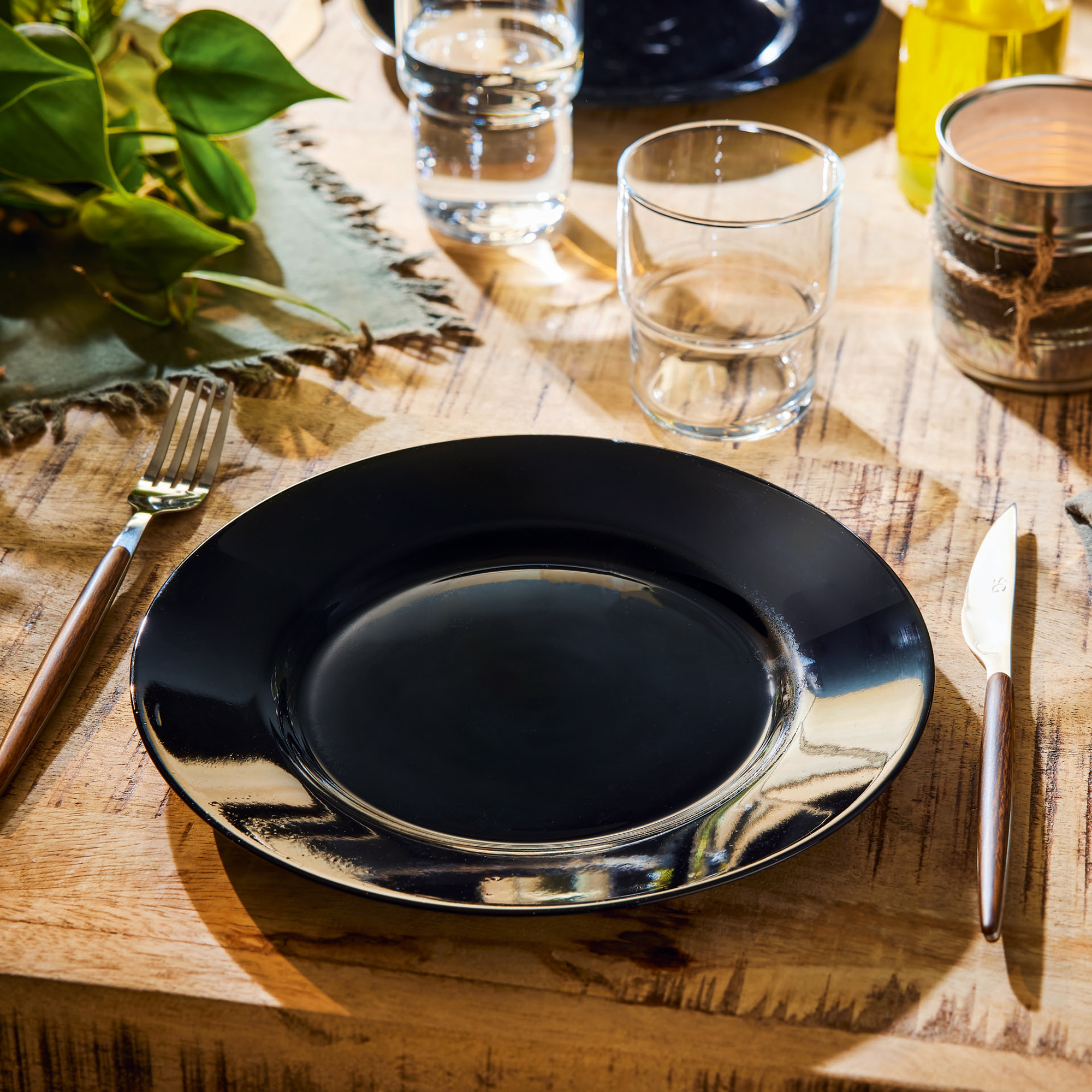 Serwis obiadowy dla 6 osób Plumi 19-elementowy biało-czarny LUMINARC