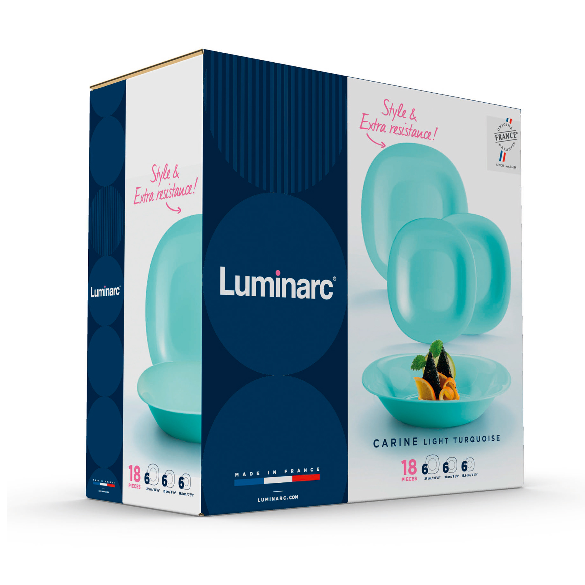 Jídelní servis pro 6 osob Carine Neo Turquoise 18-dílů LUMINARC