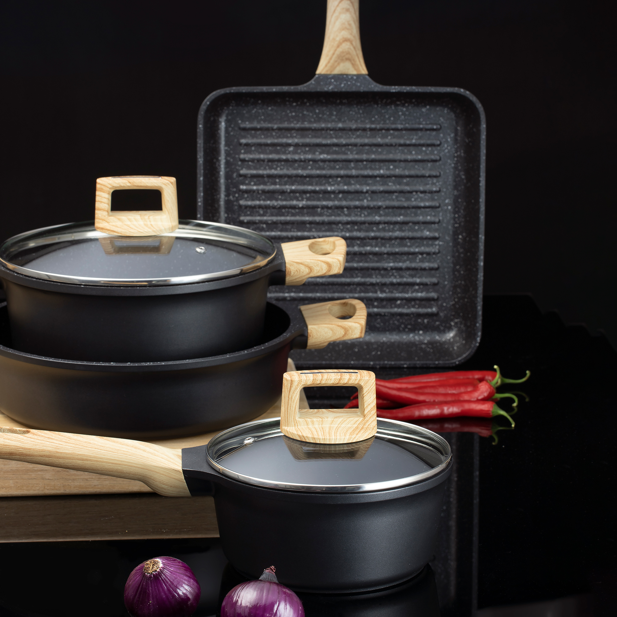 Set di 3 coltelli da cucina Noir AMBITION