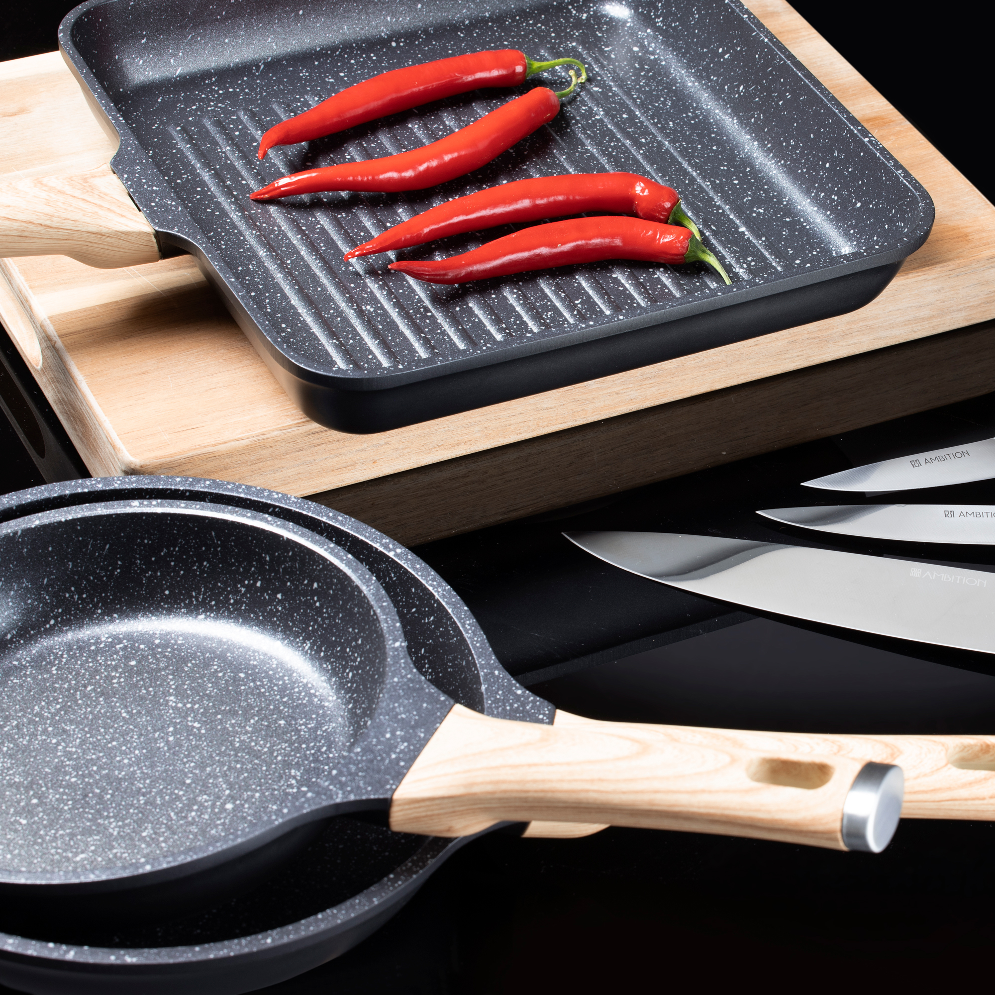 Sartén para crepes Noir Qualum Basic Stone 25 cm AMBITION