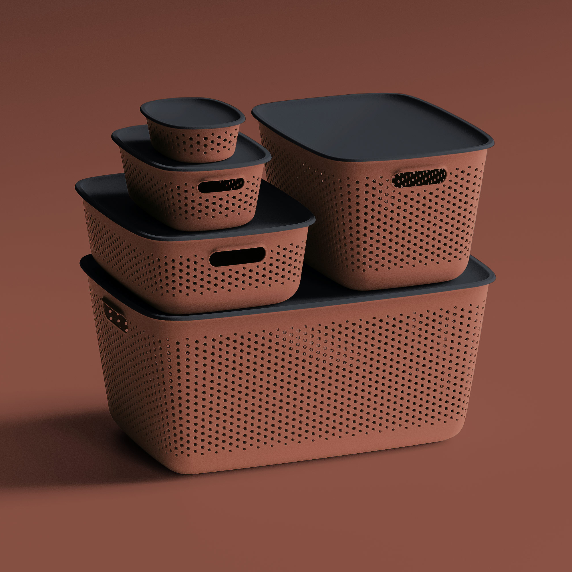 Aufbewahrungsbox OpenStore 10 L Ziegelfarbe ORPLAST