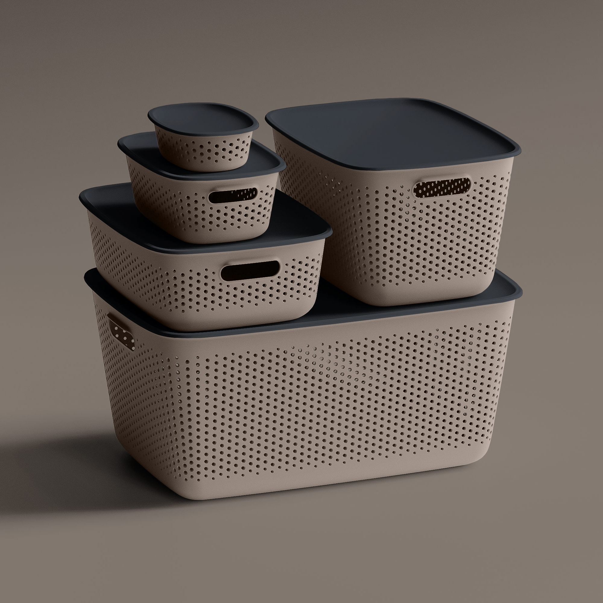 Aufbewahrungsbox OpenStore 45 L Taupe ORPLAST