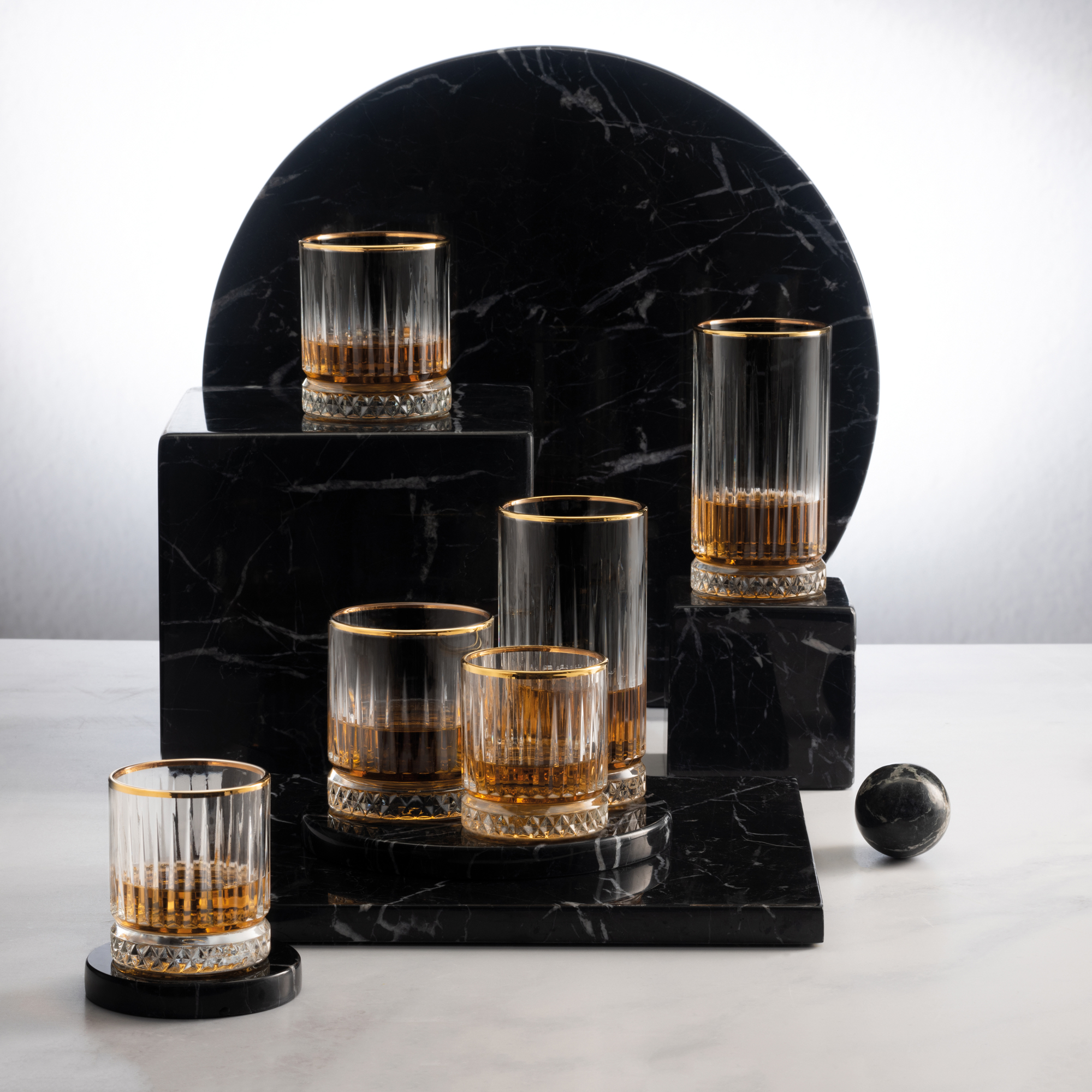 Set de 4 vasos bajos Elysia Gold 210 ml PASABAHCE