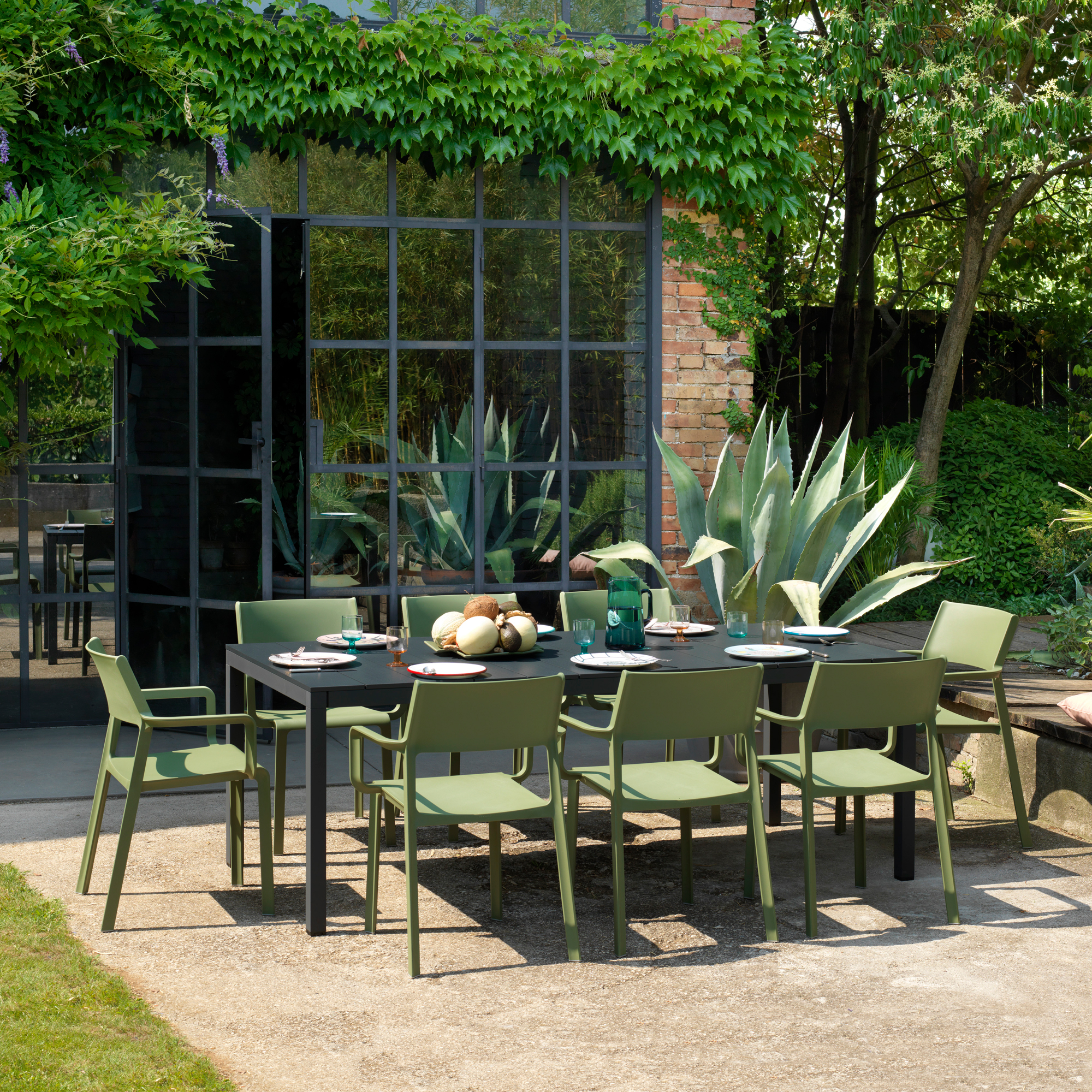 Mesa extensible Rio antracita 100x210/280x76 cm NARDI